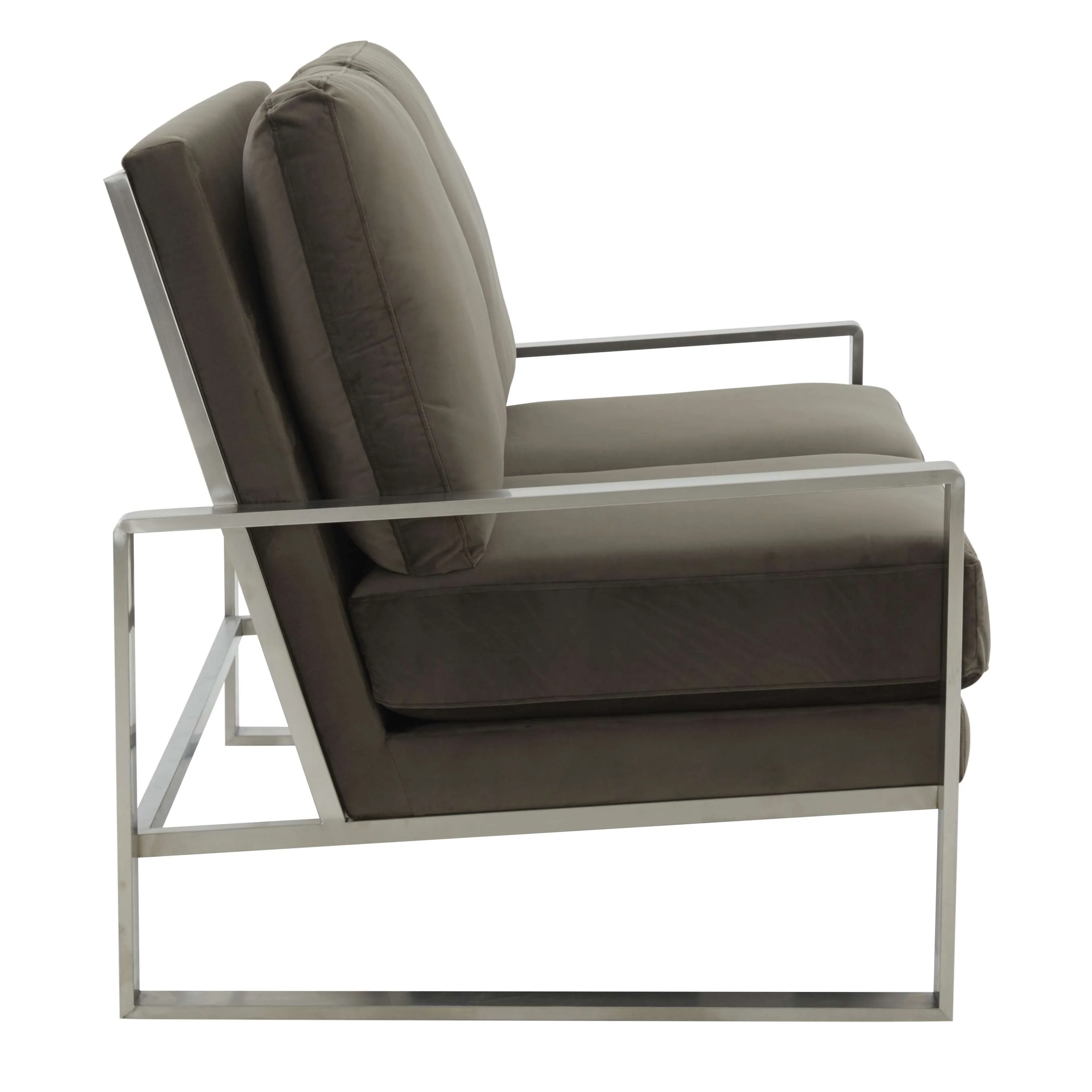 Leisuremod Jefferson Contemporary Modern Velvet Loveseat With Silver Frame - Image 16
