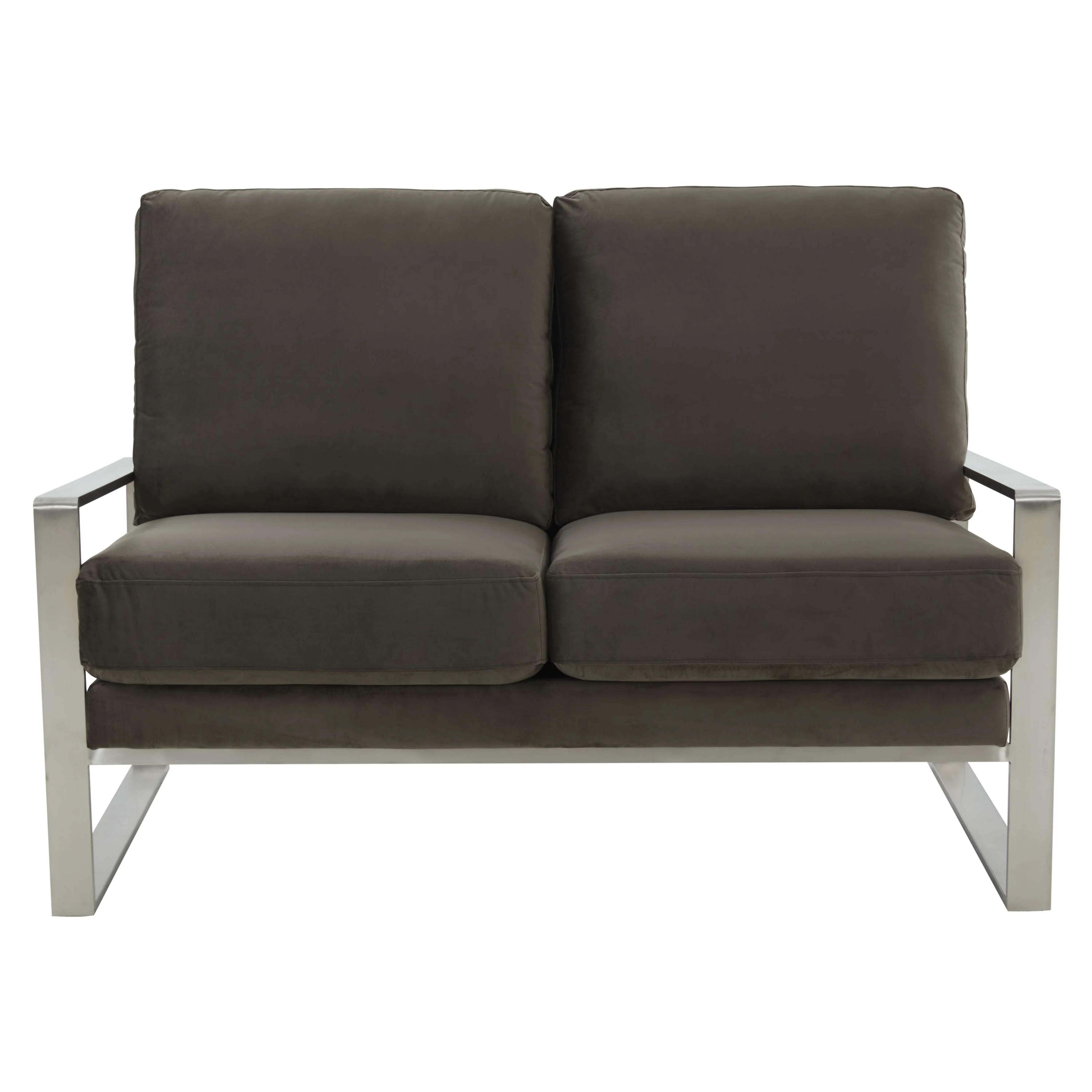 Leisuremod Jefferson Contemporary Modern Velvet Loveseat With Silver Frame - Image 18