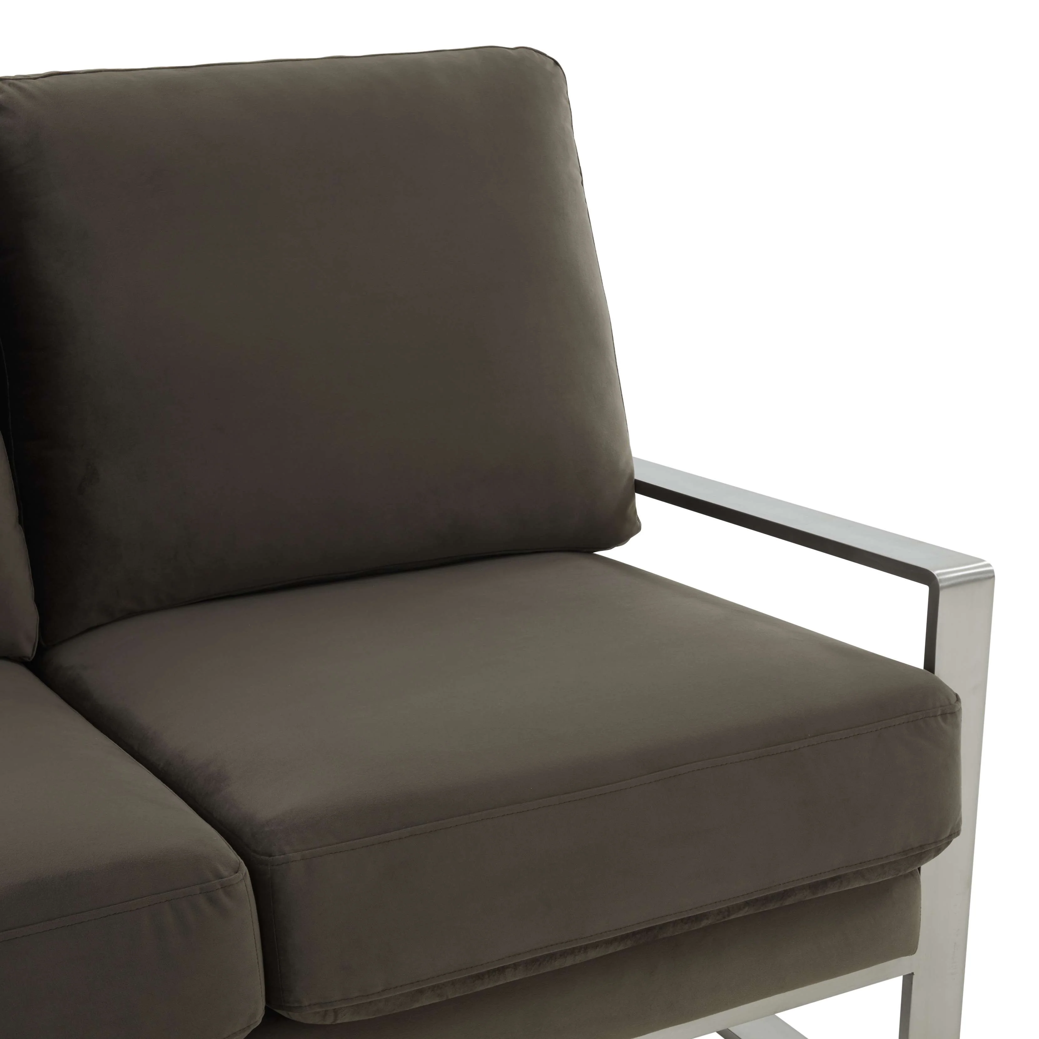 Leisuremod Jefferson Contemporary Modern Velvet Loveseat With Silver Frame - Image 19