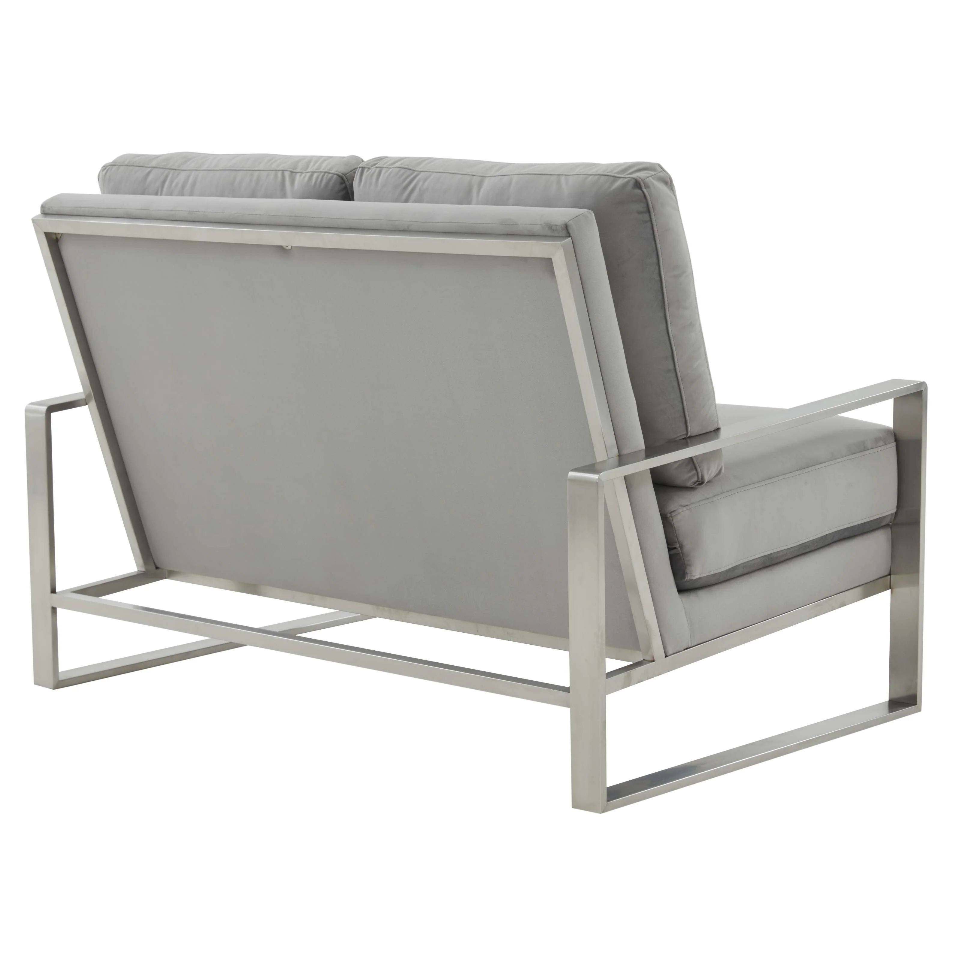Leisuremod Jefferson Contemporary Modern Velvet Loveseat With Silver Frame - Image 21