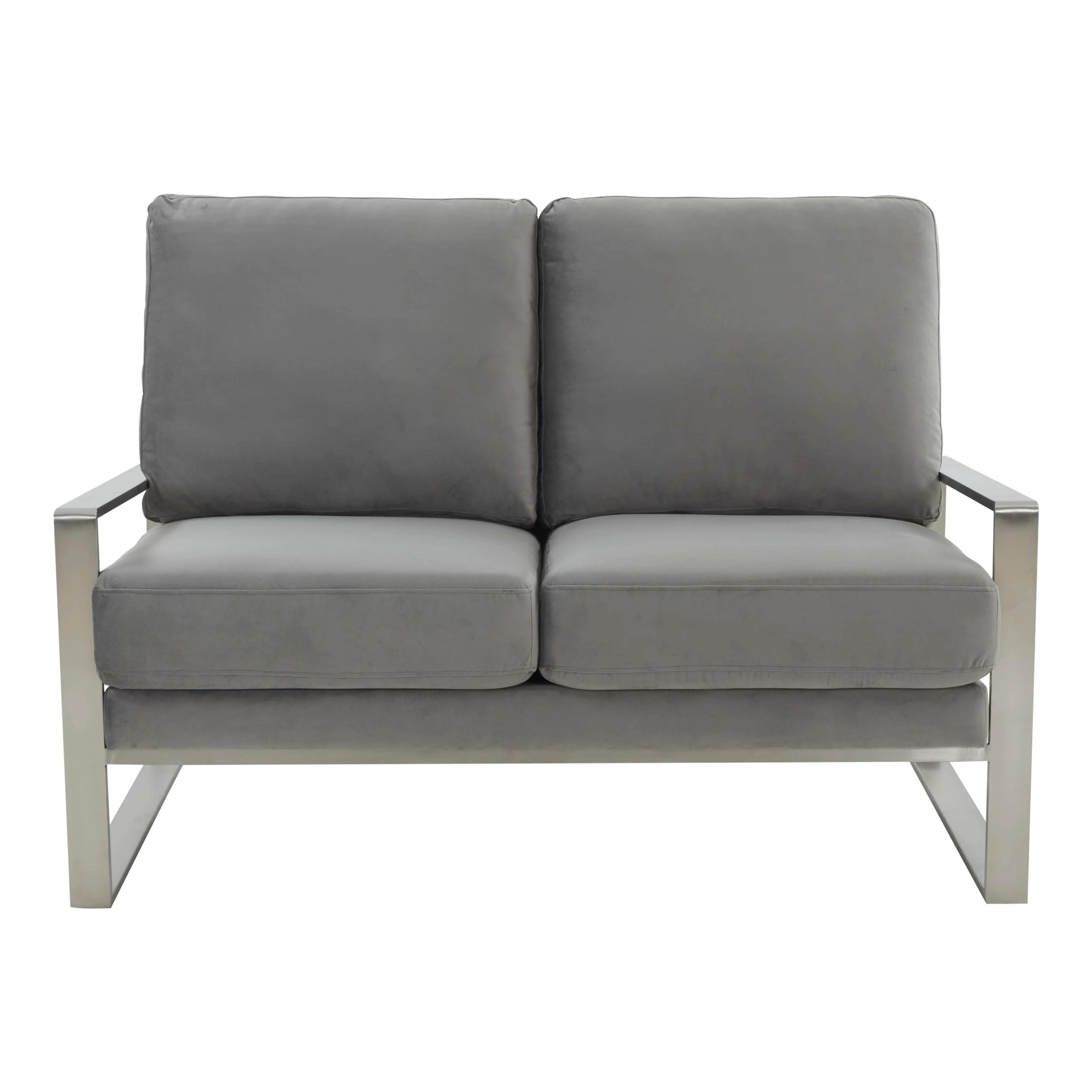 Leisuremod Jefferson Contemporary Modern Velvet Loveseat With Silver Frame - Image 24
