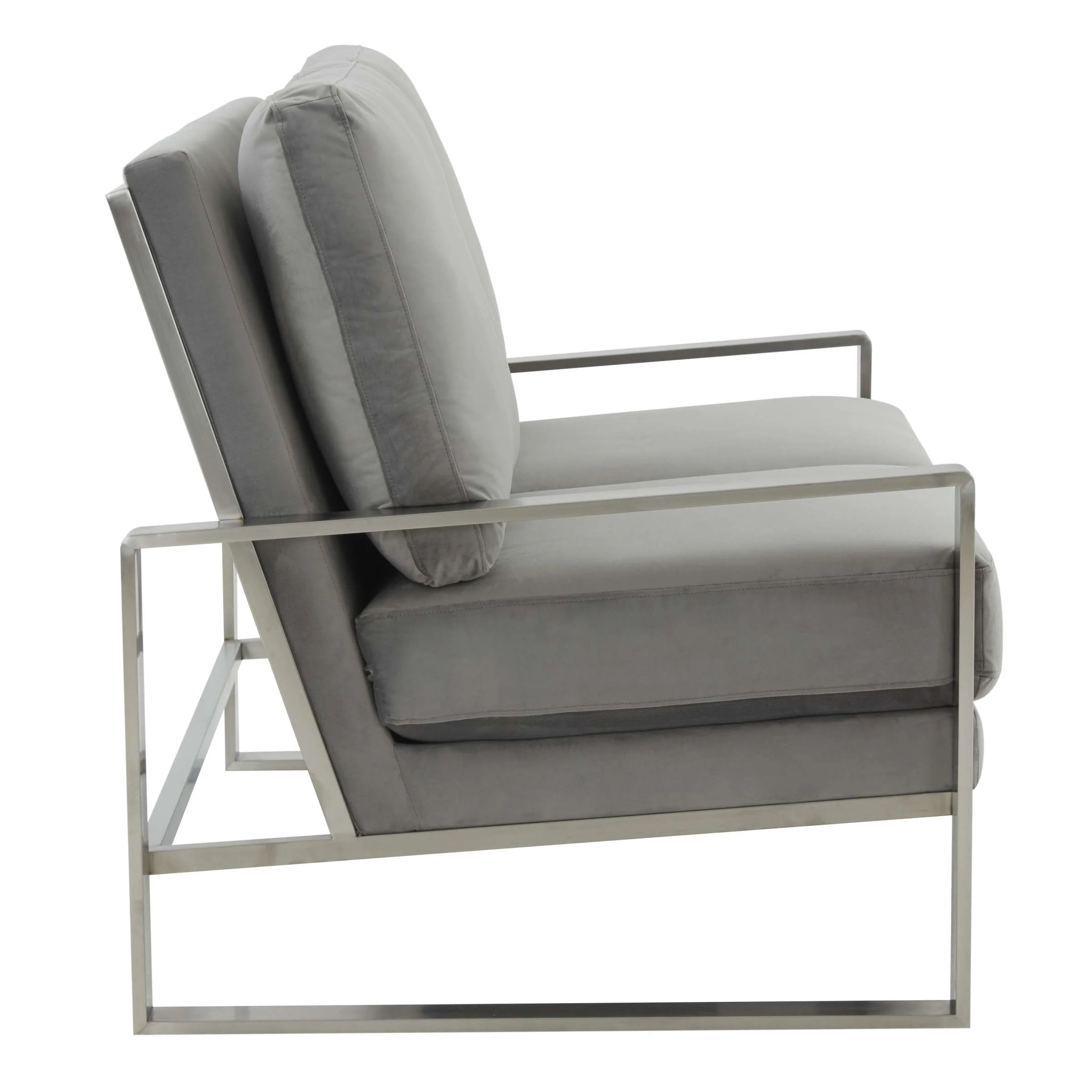 Leisuremod Jefferson Contemporary Modern Velvet Loveseat With Silver Frame - Image 28