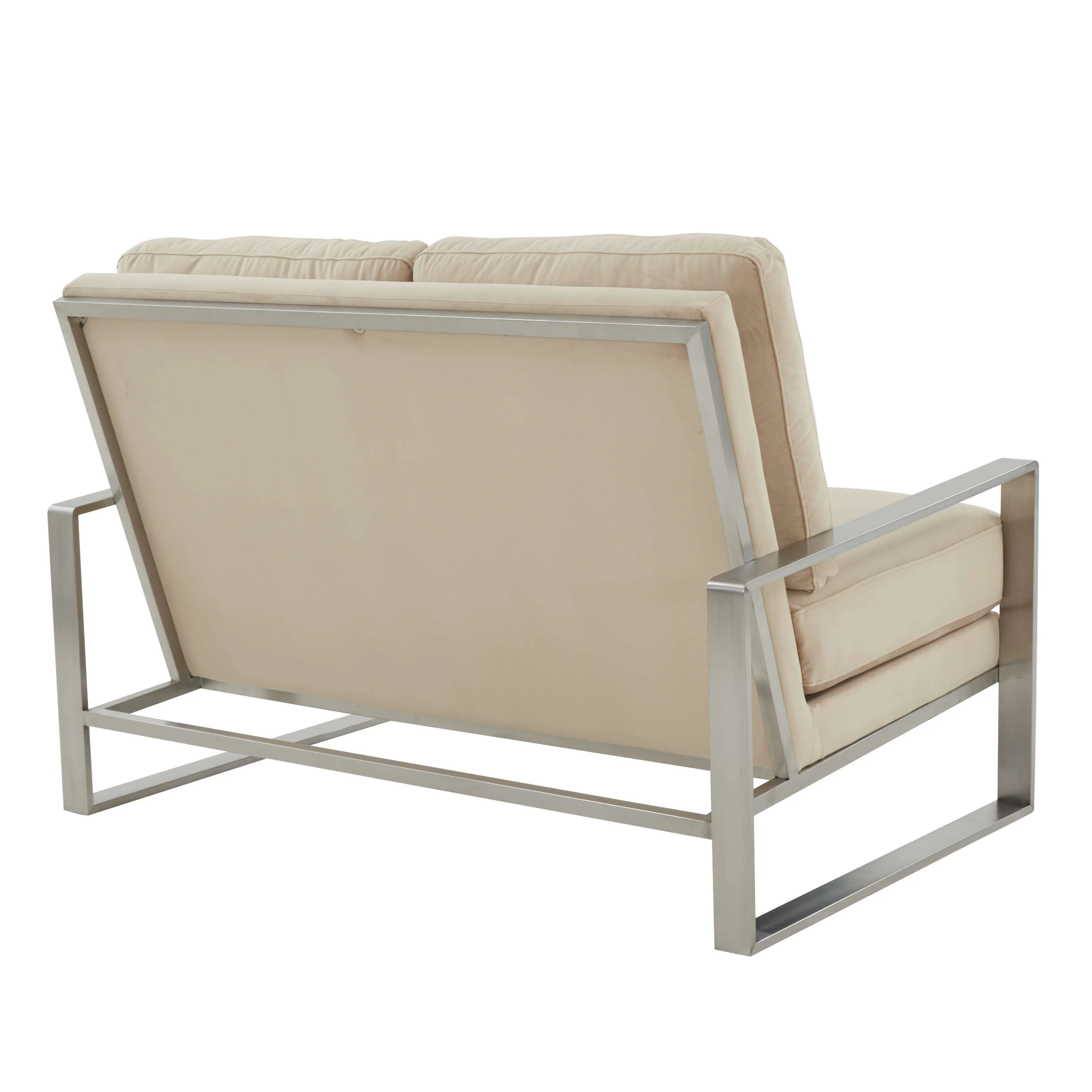 Leisuremod Jefferson Contemporary Modern Velvet Loveseat With Silver Frame - Image 3
