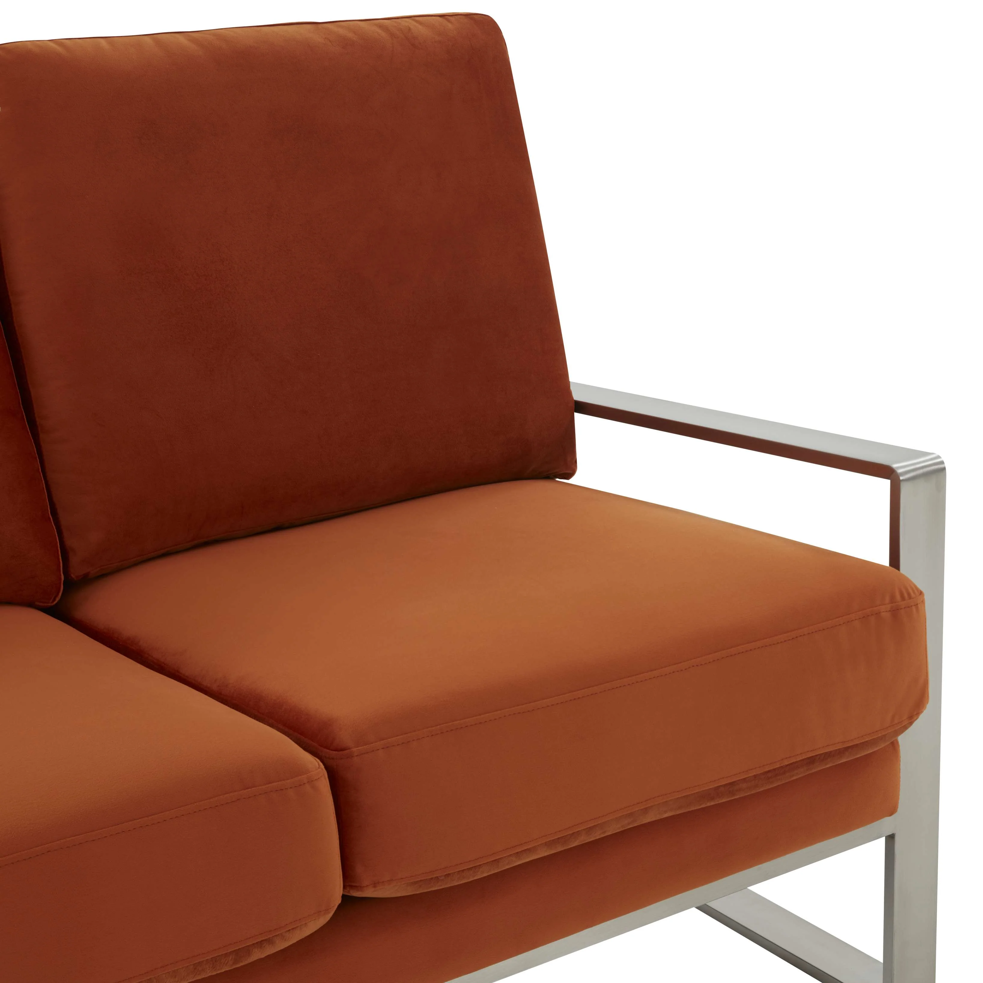 Leisuremod Jefferson Contemporary Modern Velvet Loveseat With Silver Frame - Image 33