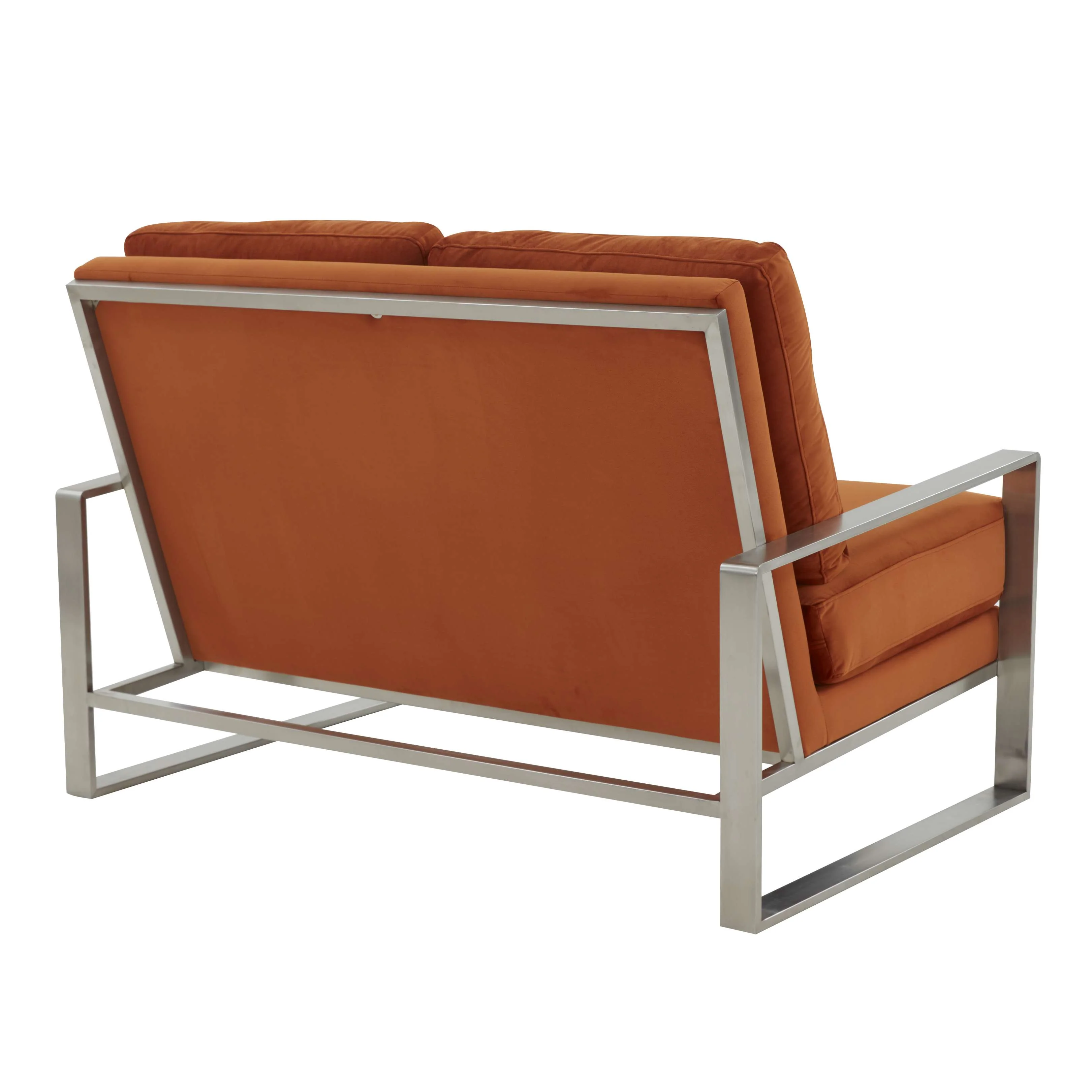 Leisuremod Jefferson Contemporary Modern Velvet Loveseat With Silver Frame - Image 34