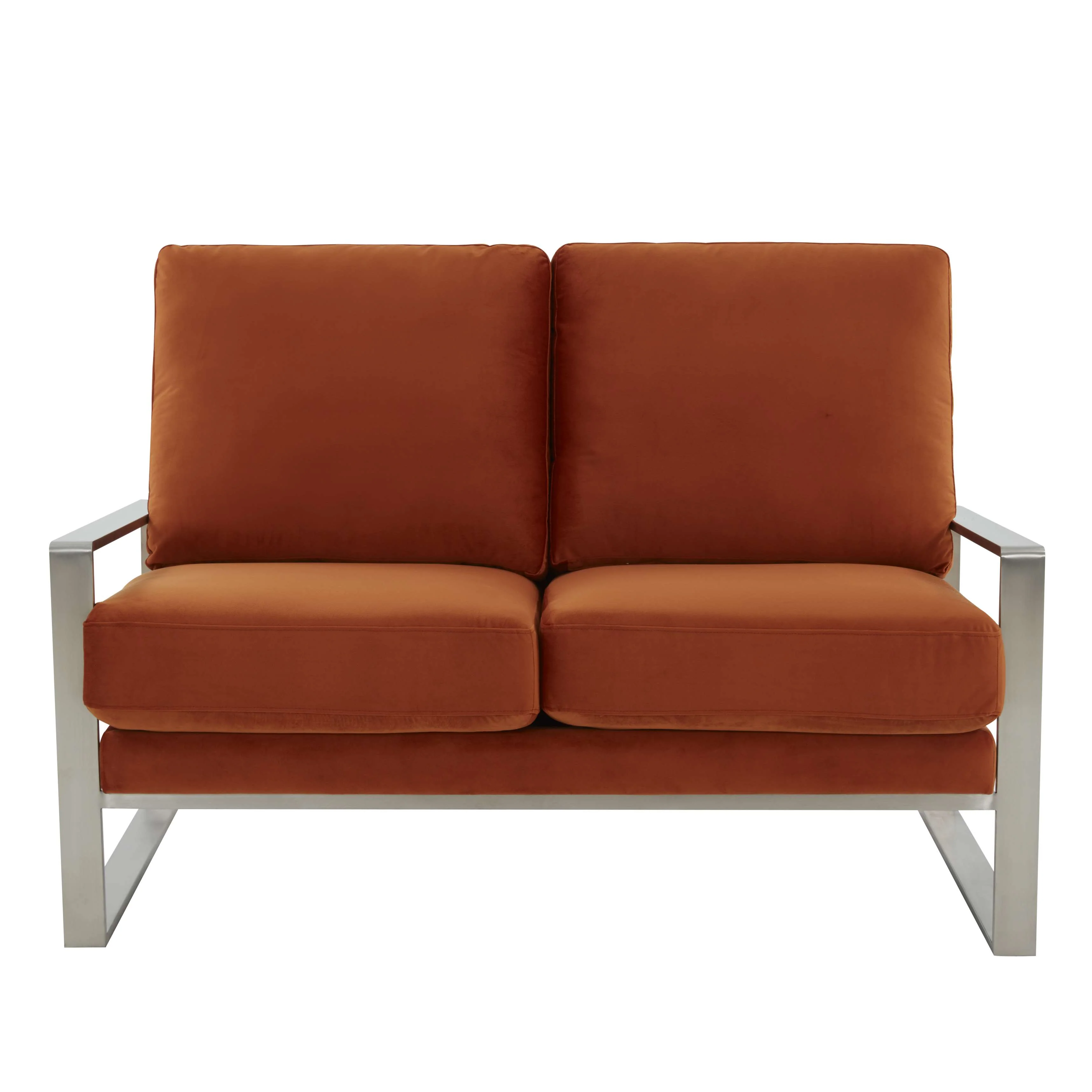 Leisuremod Jefferson Contemporary Modern Velvet Loveseat With Silver Frame - Image 37