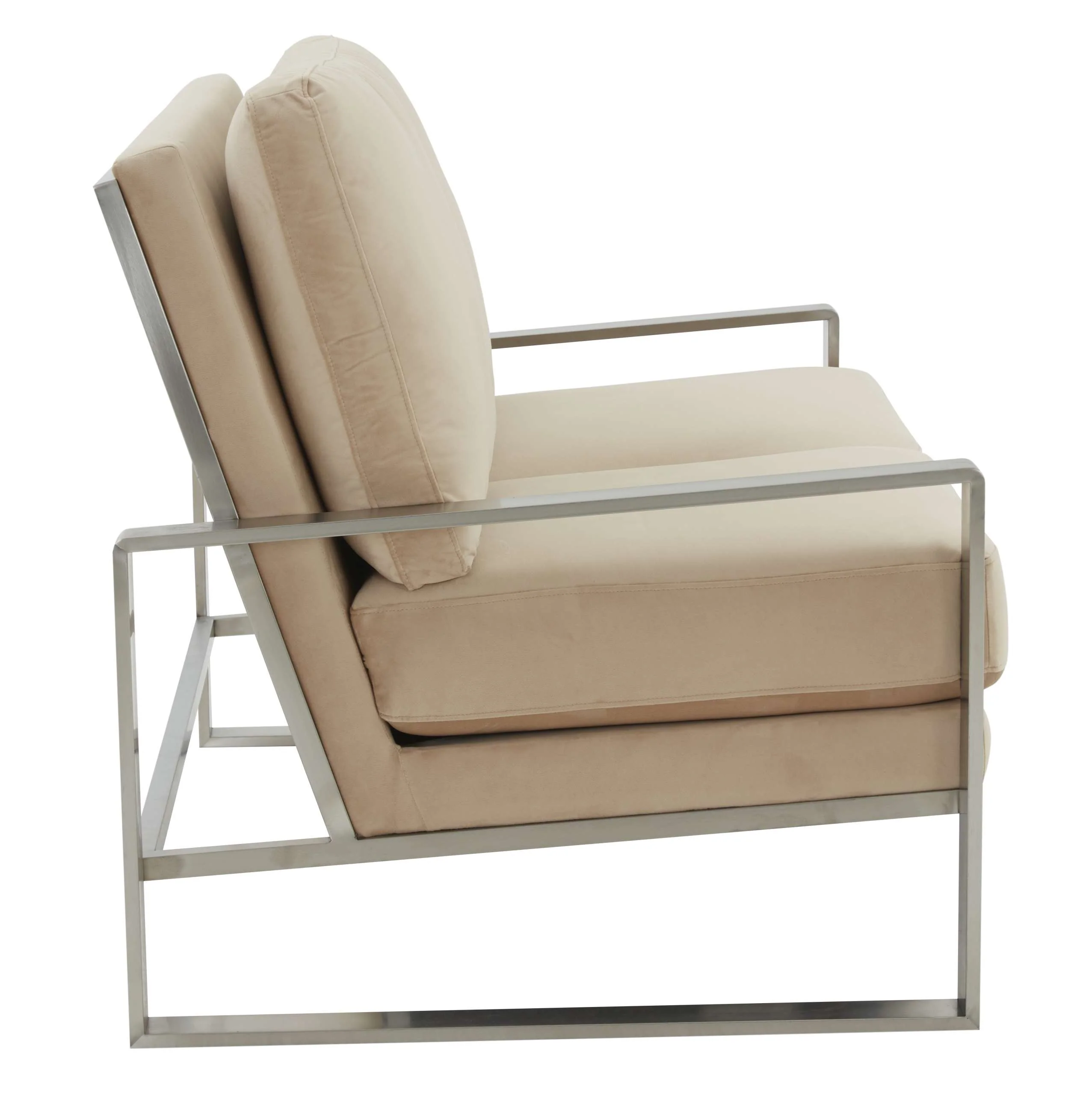 Leisuremod Jefferson Contemporary Modern Velvet Loveseat With Silver Frame - Image 4