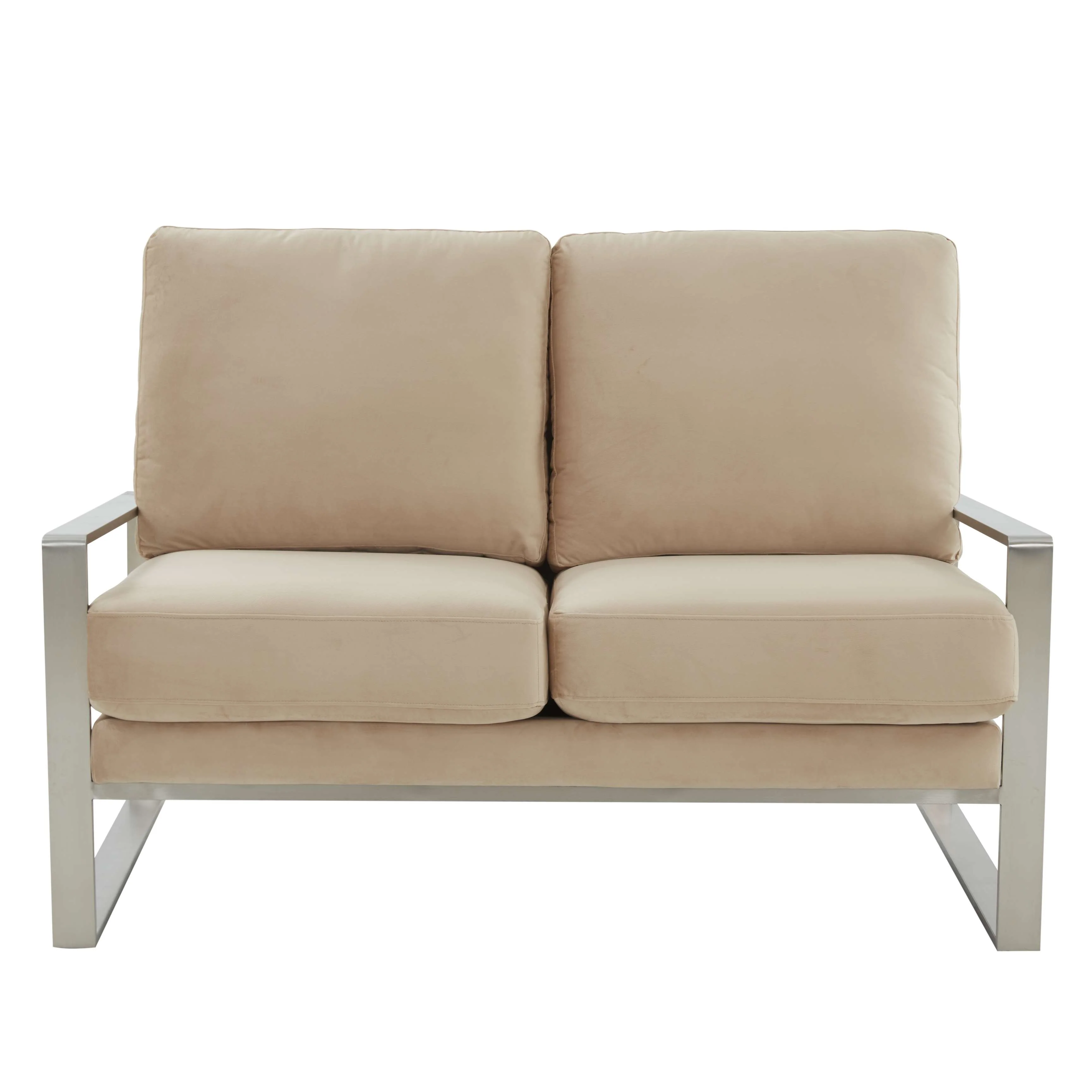 Leisuremod Jefferson Contemporary Modern Velvet Loveseat With Silver Frame - Image 6