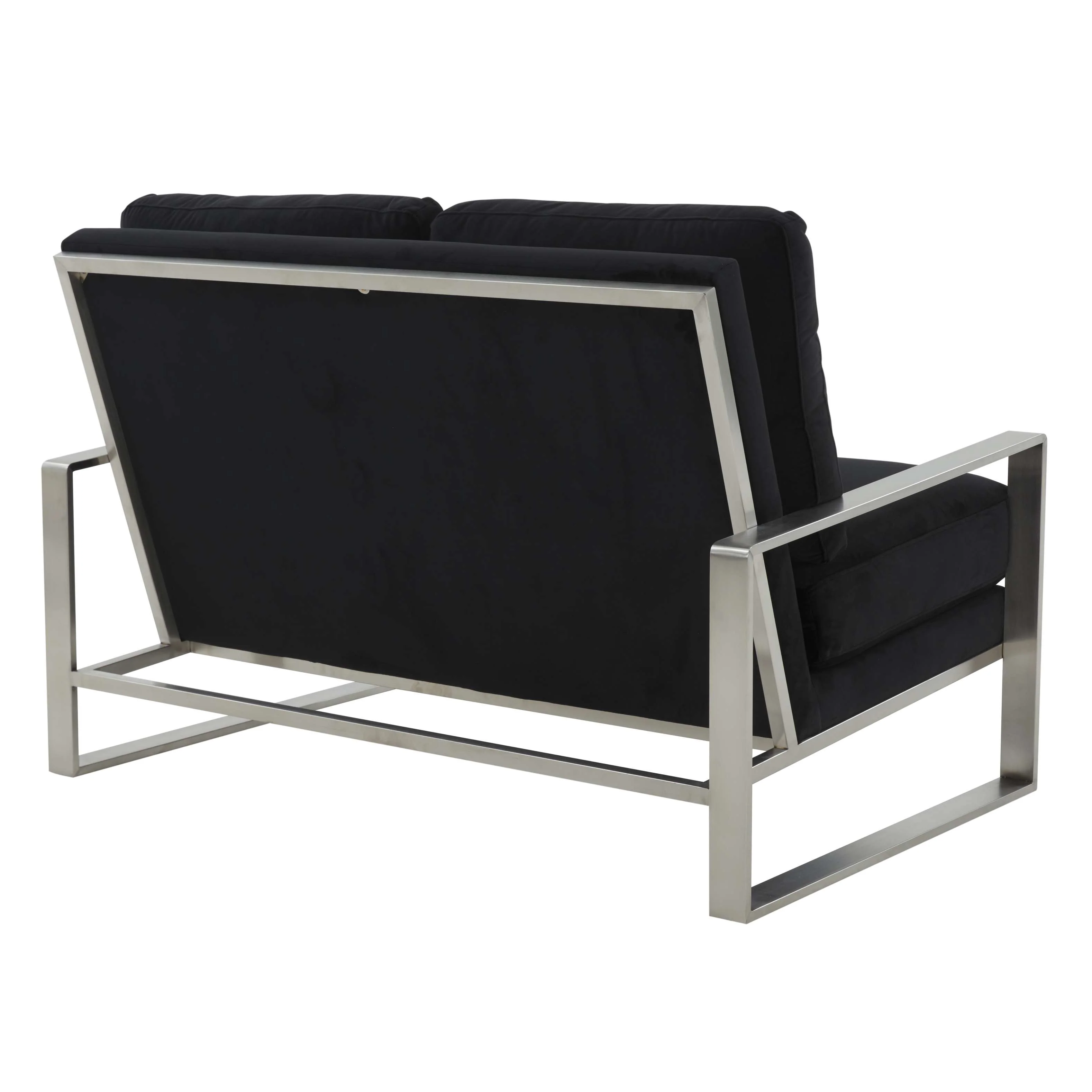 Leisuremod Jefferson Contemporary Modern Velvet Loveseat With Silver Frame - Image 9