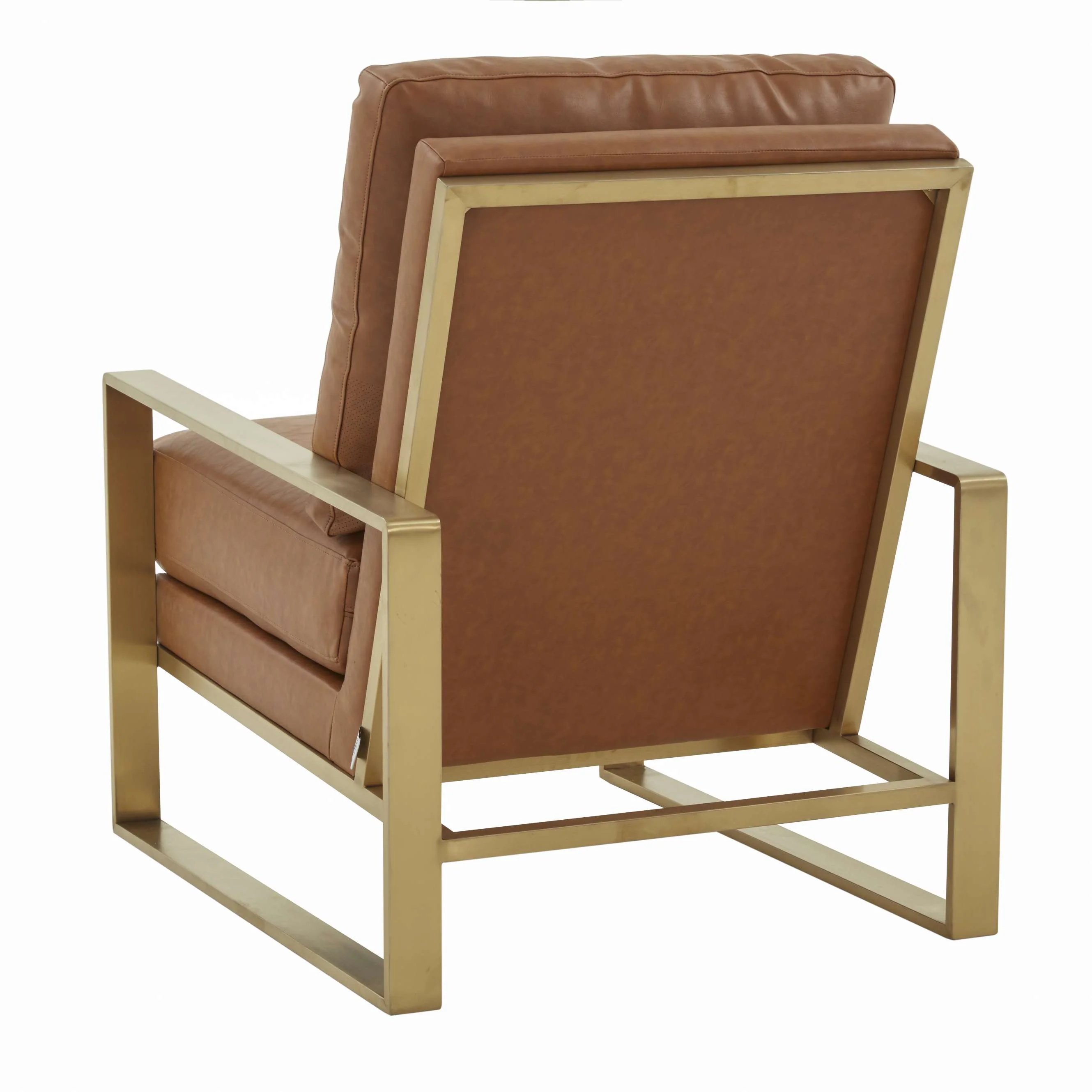 LeisureMod Jefferson Leather Armchair with Gold Frame and Large Octagon Coffee Table with Geometric Base - Image 17