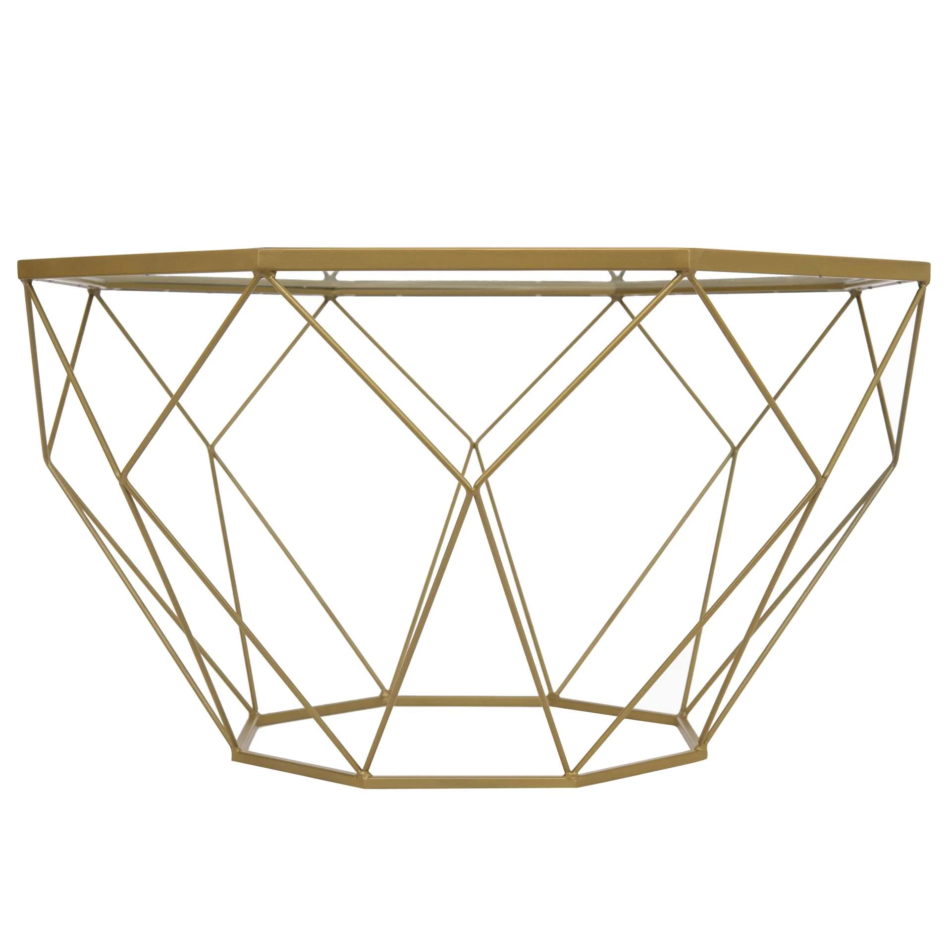 LeisureMod Jefferson Leather Armchair with Gold Frame and Large Octagon Coffee Table with Geometric Base - Image 25