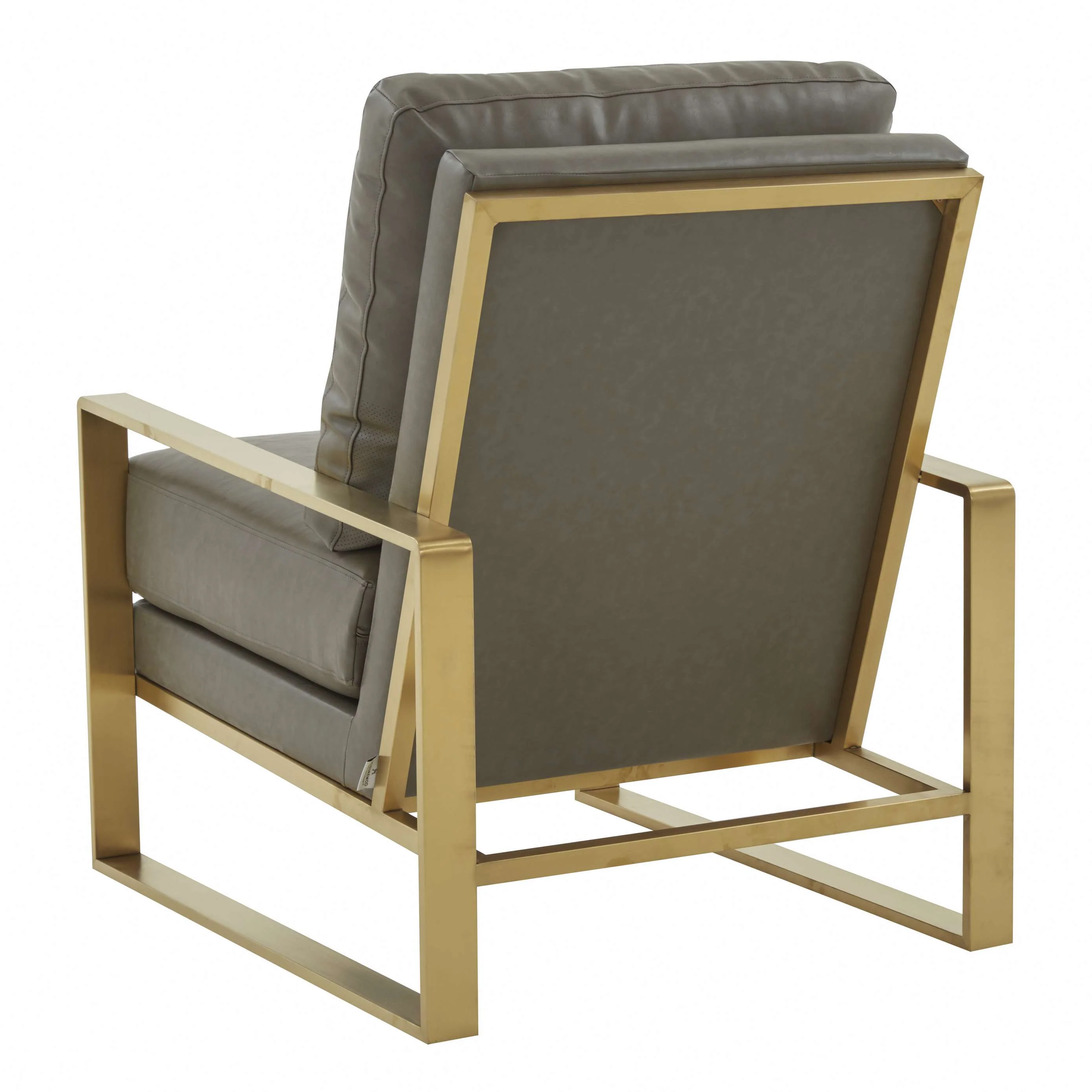 LeisureMod Jefferson Leather Armchair with Gold Frame and Large Octagon Coffee Table with Geometric Base - Image 30