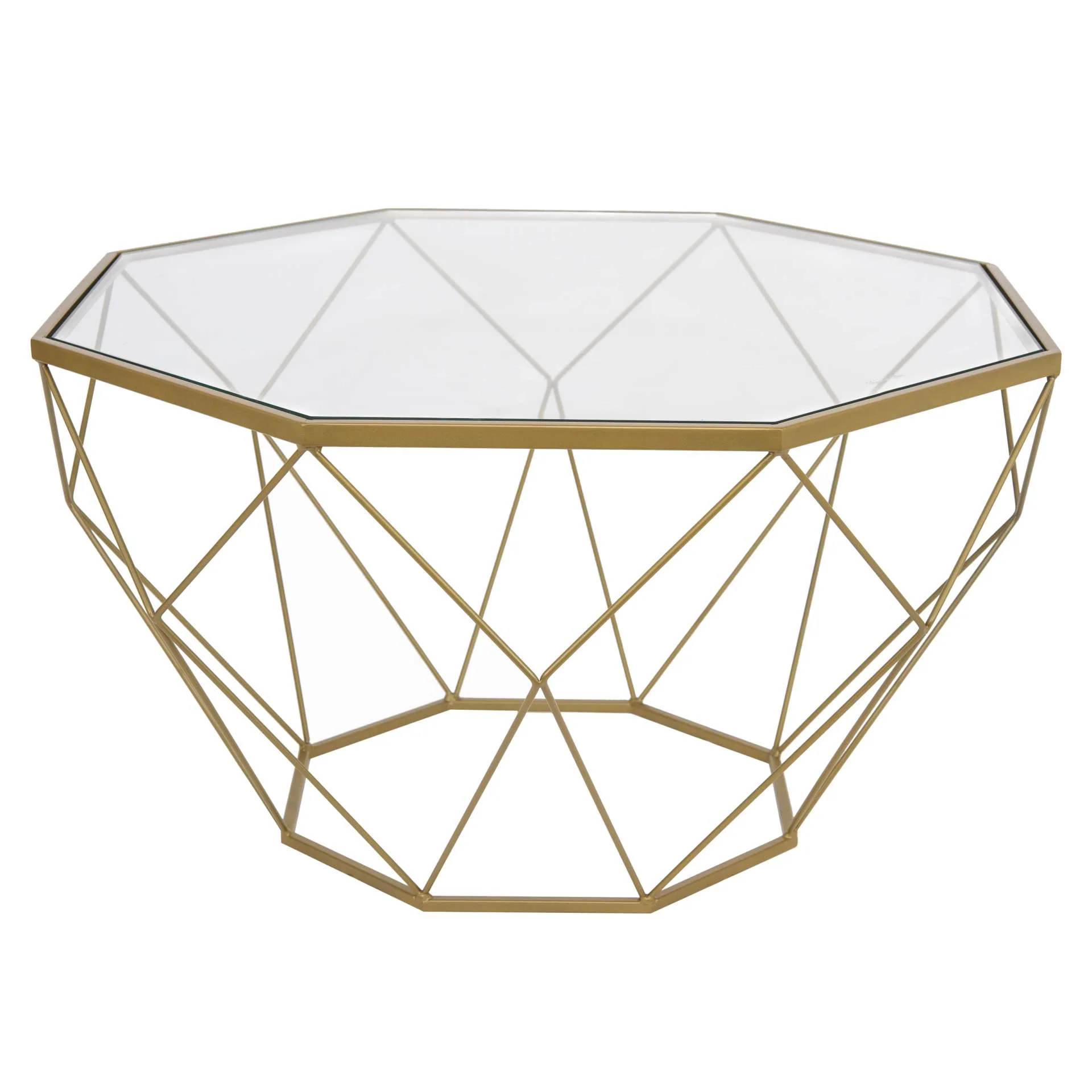 LeisureMod Jefferson Leather Armchair with Gold Frame and Large Octagon Coffee Table with Geometric Base - Image 39