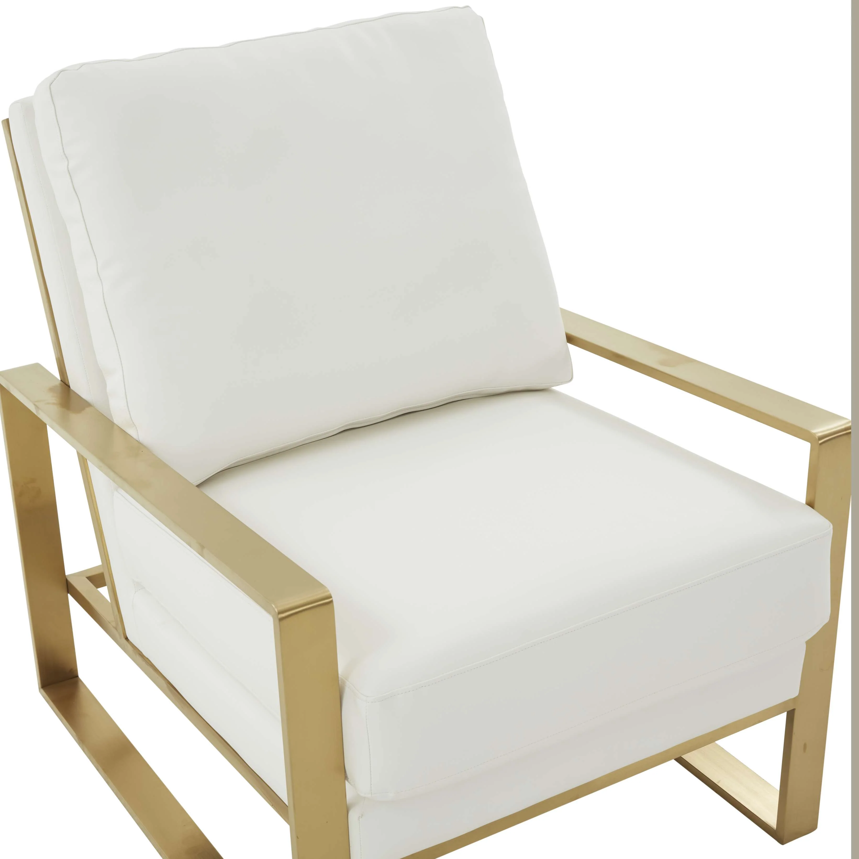 LeisureMod Jefferson Leather Armchair with Gold Frame and Large Octagon Coffee Table with Geometric Base - Image 47