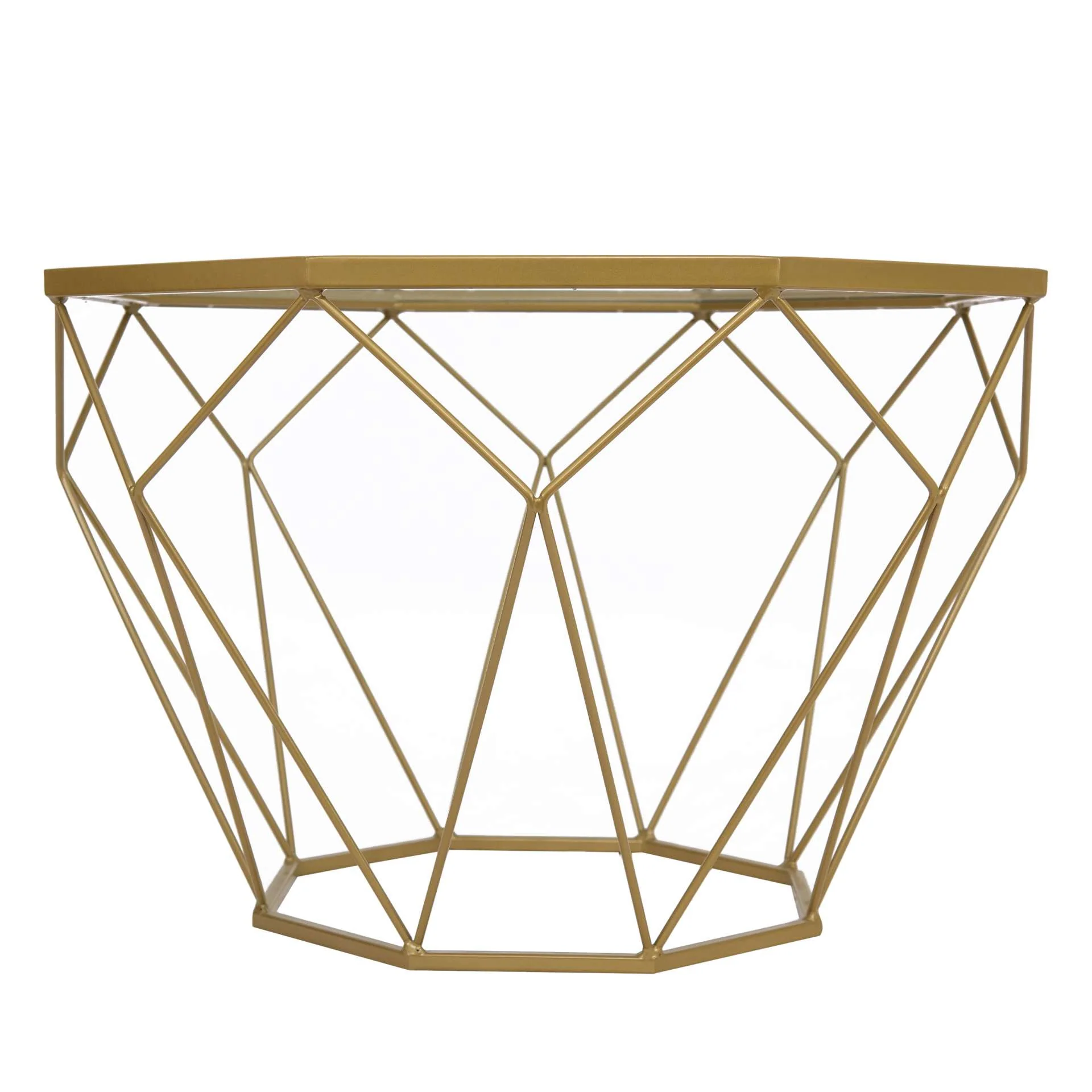 LeisureMod Jefferson Leather Armchair with Gold Frame and Octagon Coffee Table with Geometric Base - Image 27
