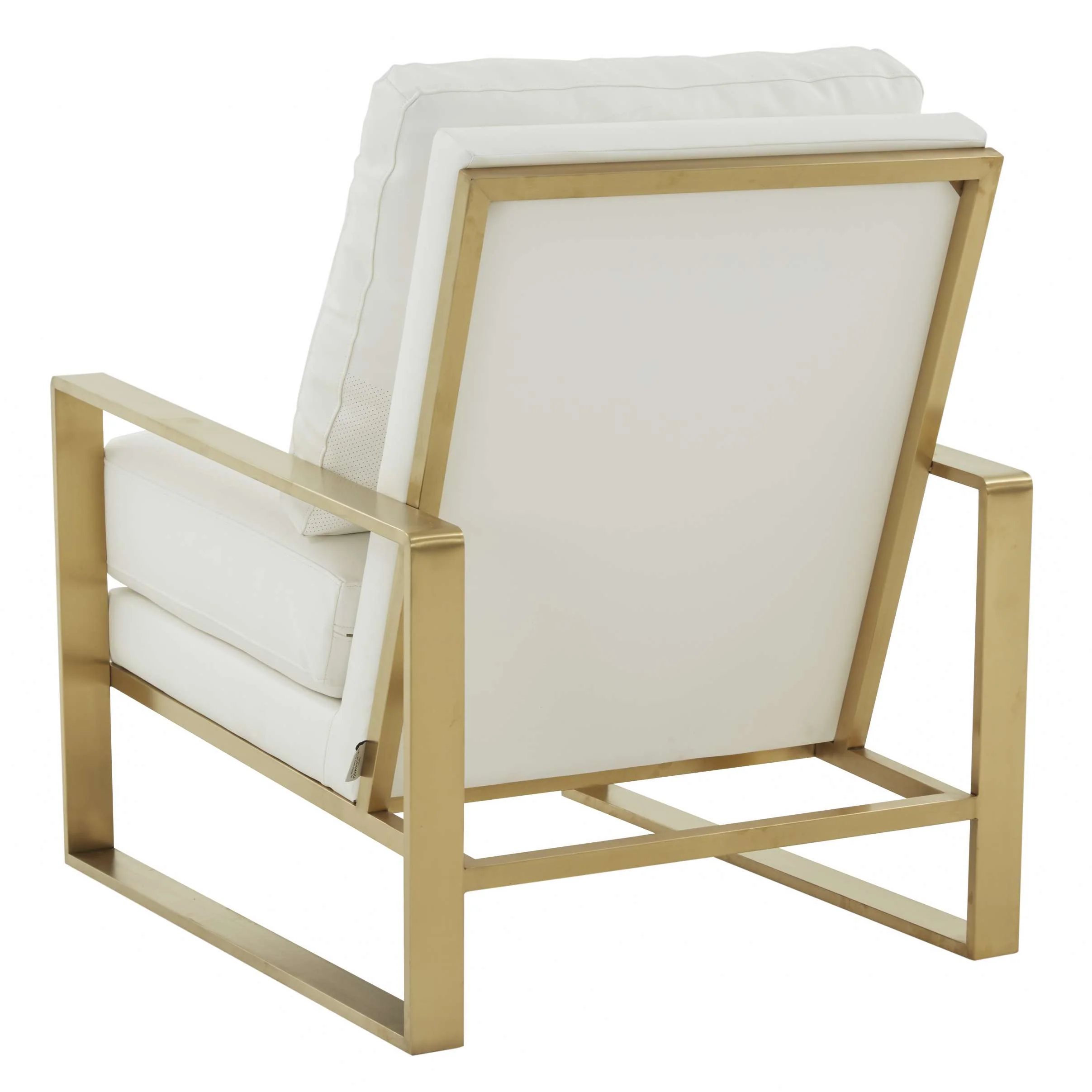 LeisureMod Jefferson Leather Armchair with Gold Frame and Octagon Coffee Table with Geometric Base - Image 47