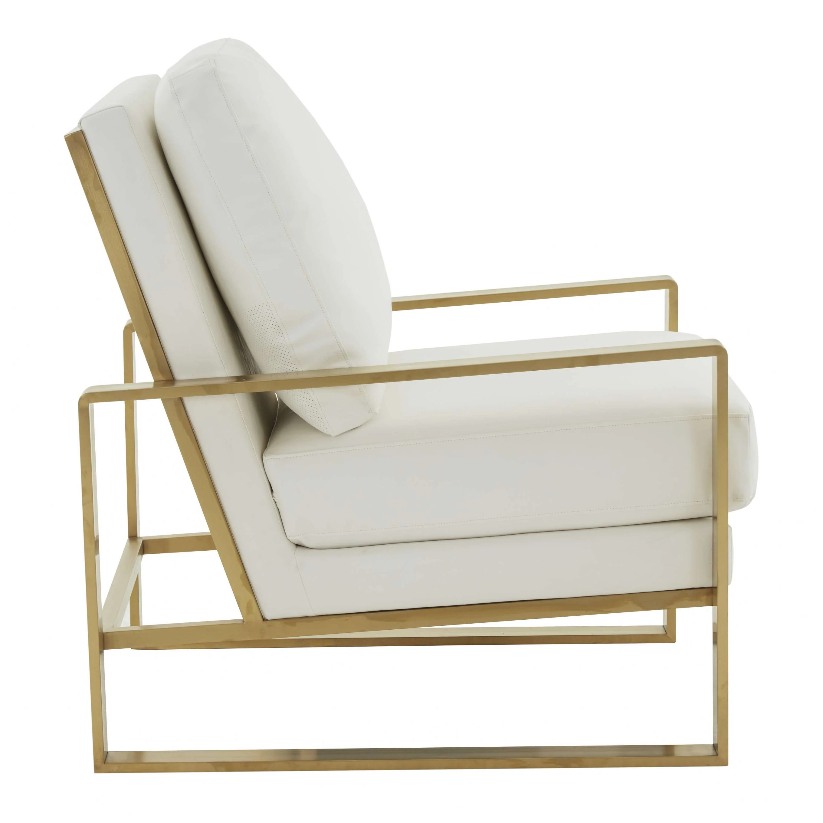 LeisureMod Jefferson Leather Armchair with Gold Frame and Octagon Coffee Table with Geometric Base - Image 48