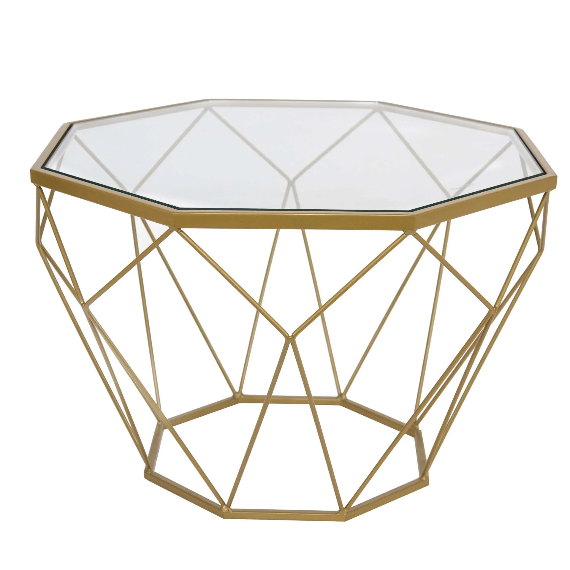 LeisureMod Jefferson Leather Armchair with Gold Frame and Octagon Coffee Table with Geometric Base - Image 54