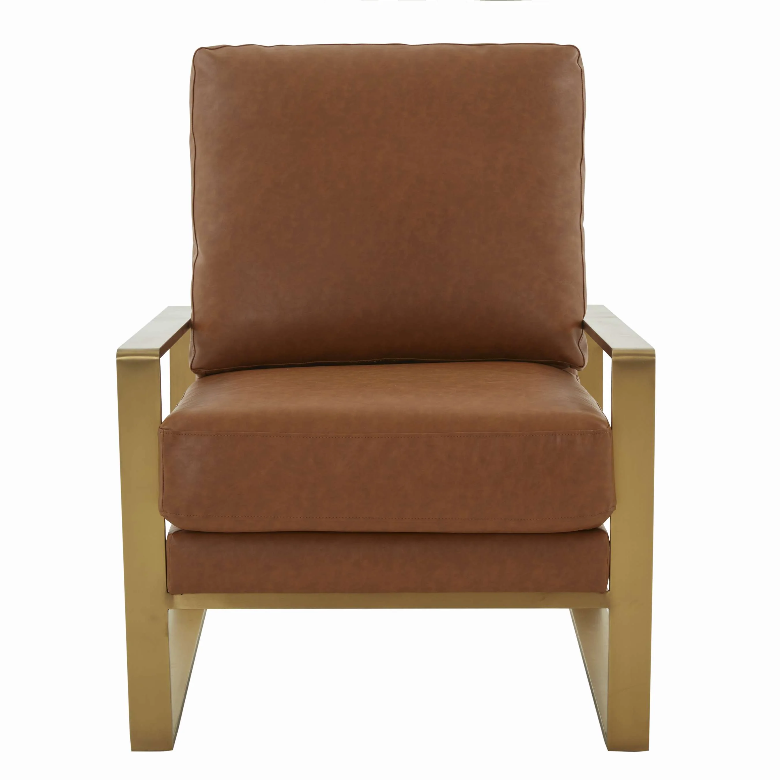 LeisureMod Jefferson Leather Modern Design Accent Armchair With Elegant Gold Frame - Image 13
