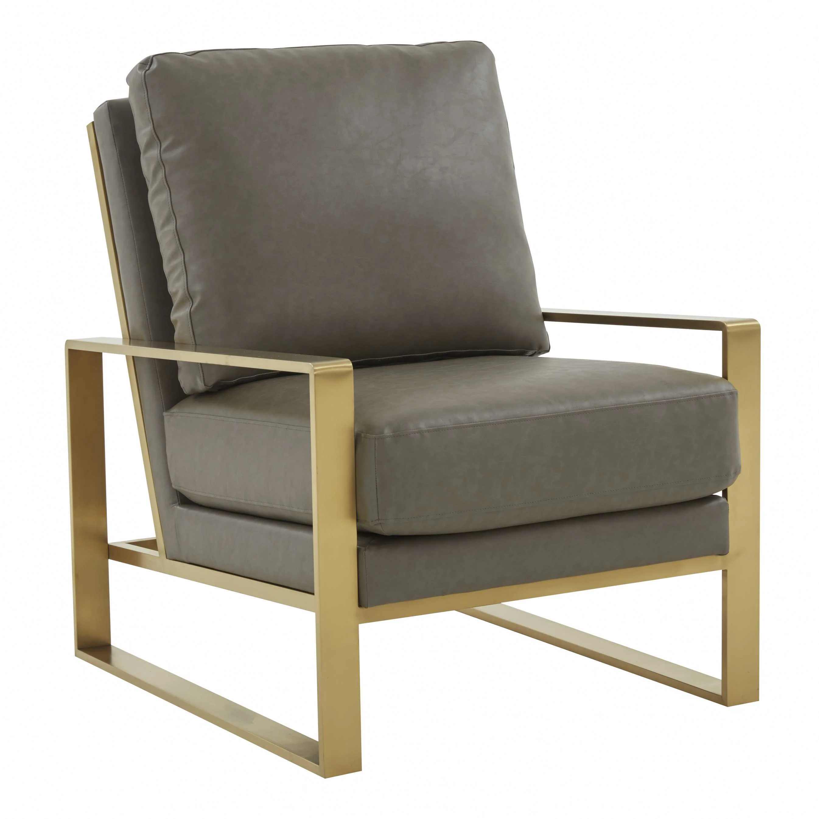 LeisureMod Jefferson Leather Modern Design Accent Armchair With Elegant Gold Frame - Image 17