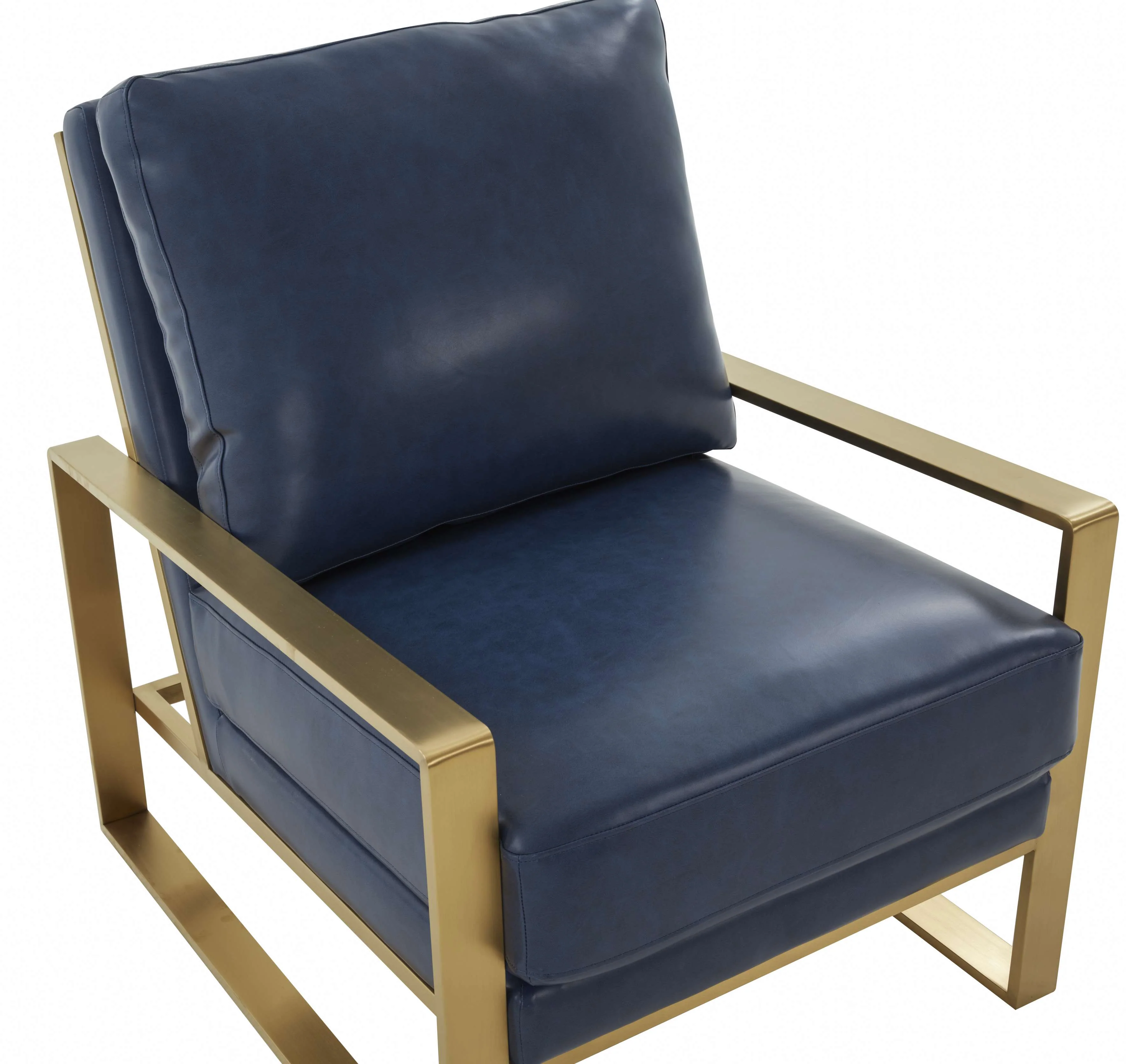 LeisureMod Jefferson Leather Modern Design Accent Armchair With Elegant Gold Frame - Image 21