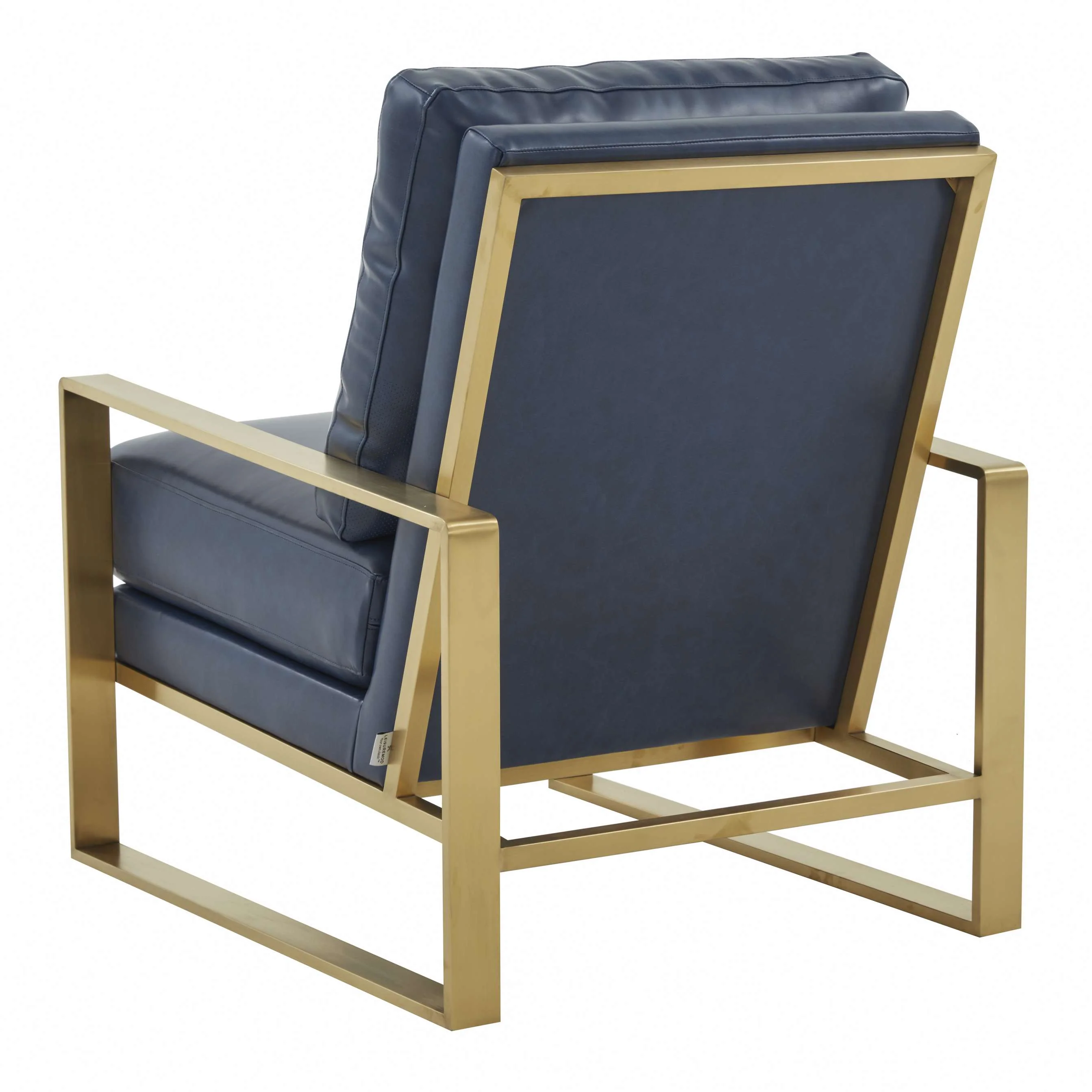 LeisureMod Jefferson Leather Modern Design Accent Armchair With Elegant Gold Frame - Image 22