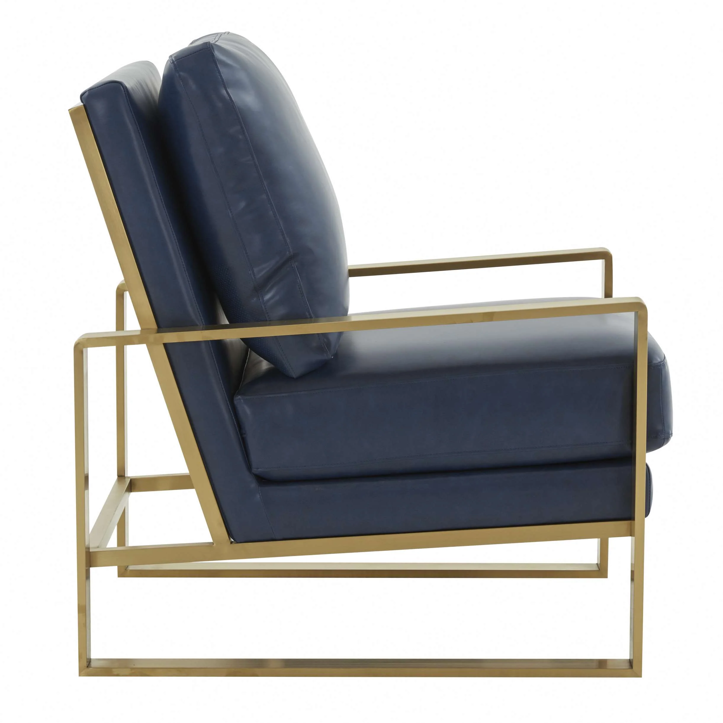 LeisureMod Jefferson Leather Modern Design Accent Armchair With Elegant Gold Frame - Image 23