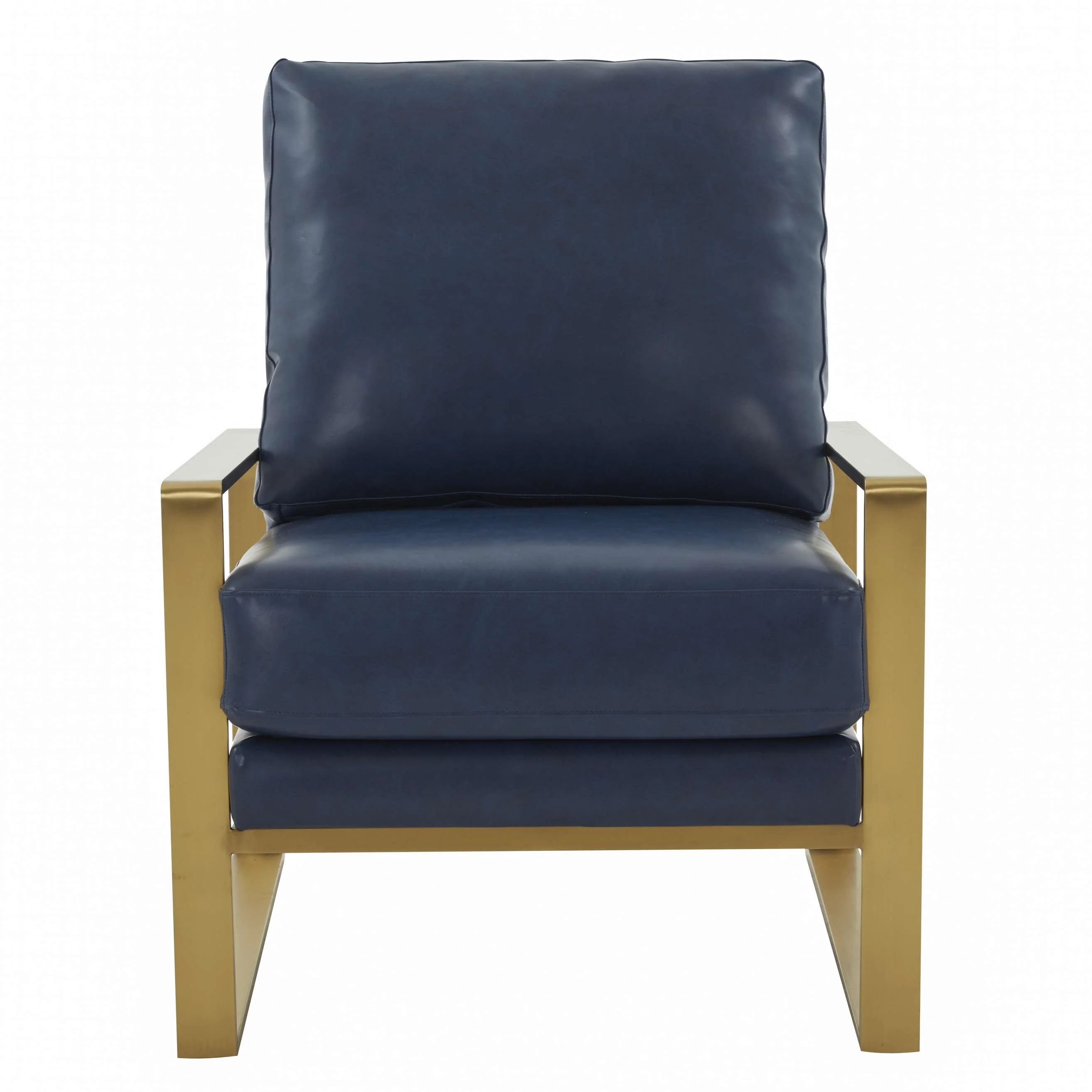 LeisureMod Jefferson Leather Modern Design Accent Armchair With Elegant Gold Frame - Image 25