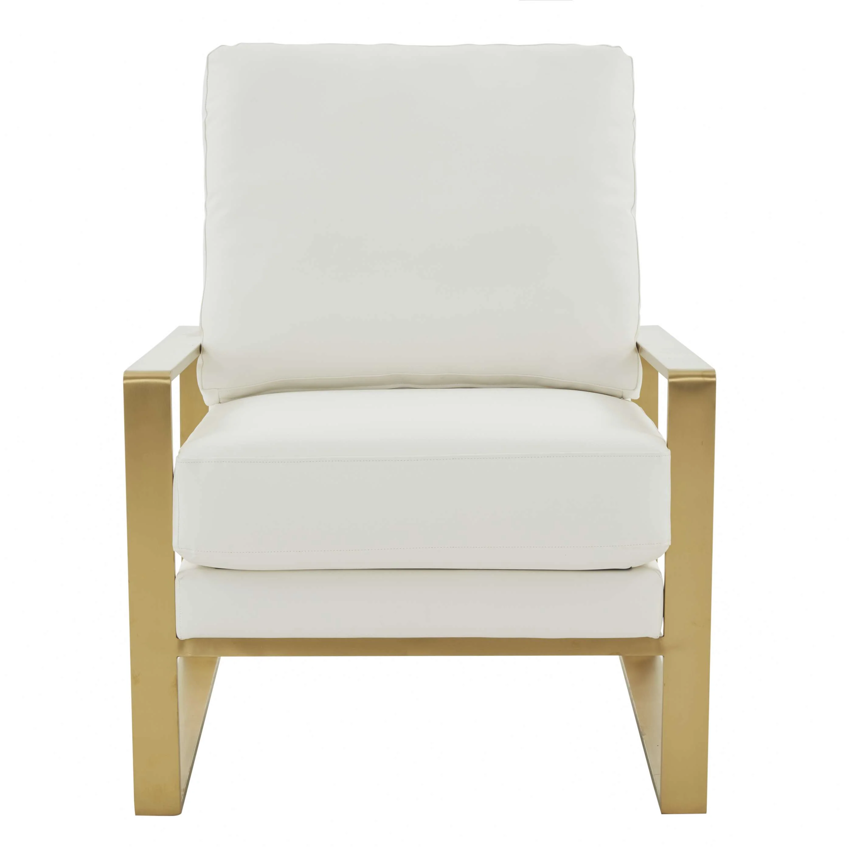 LeisureMod Jefferson Leather Modern Design Accent Armchair With Elegant Gold Frame - Image 31