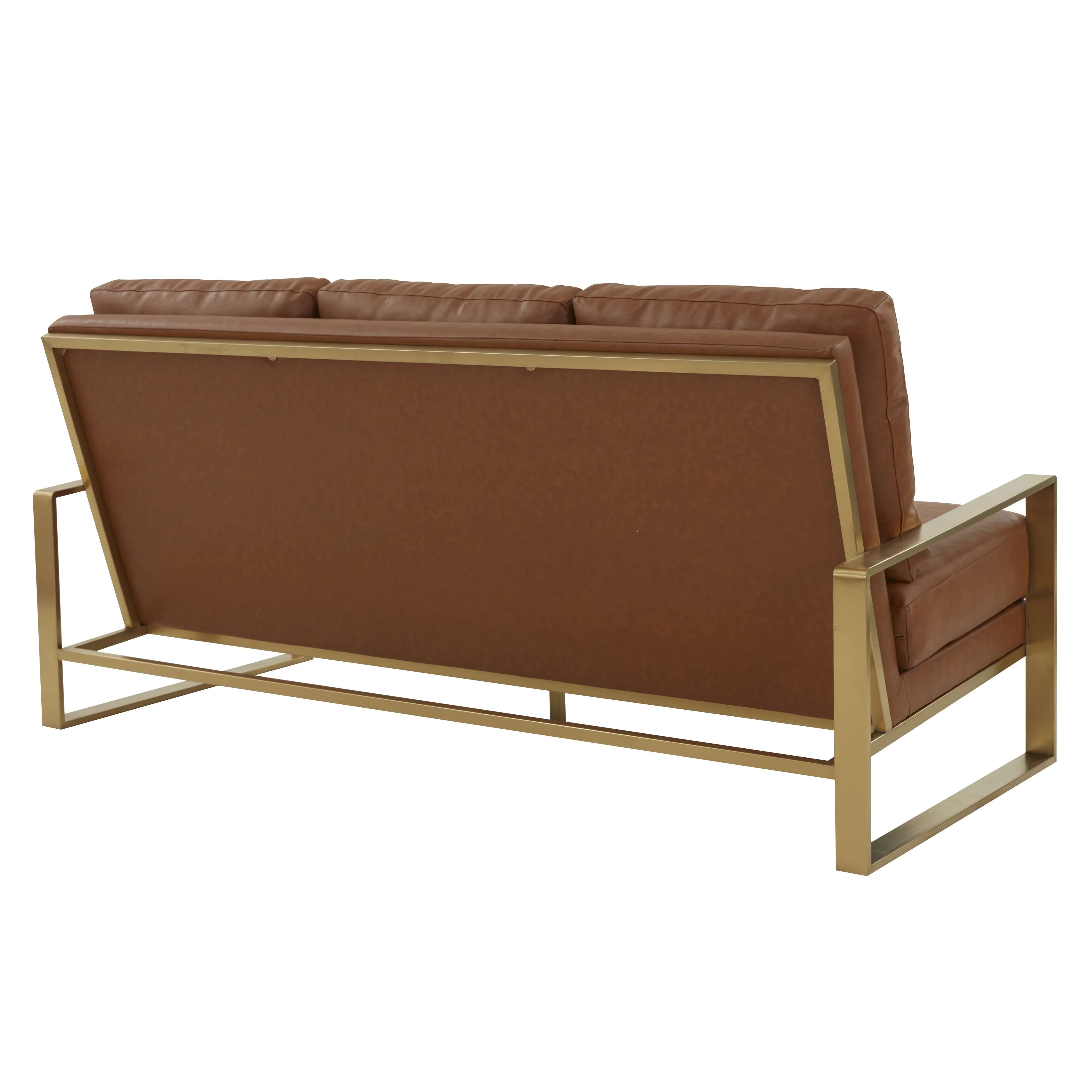 LeisureMod Jefferson Modern Design Leather Sofa With Gold Frame - Image 11