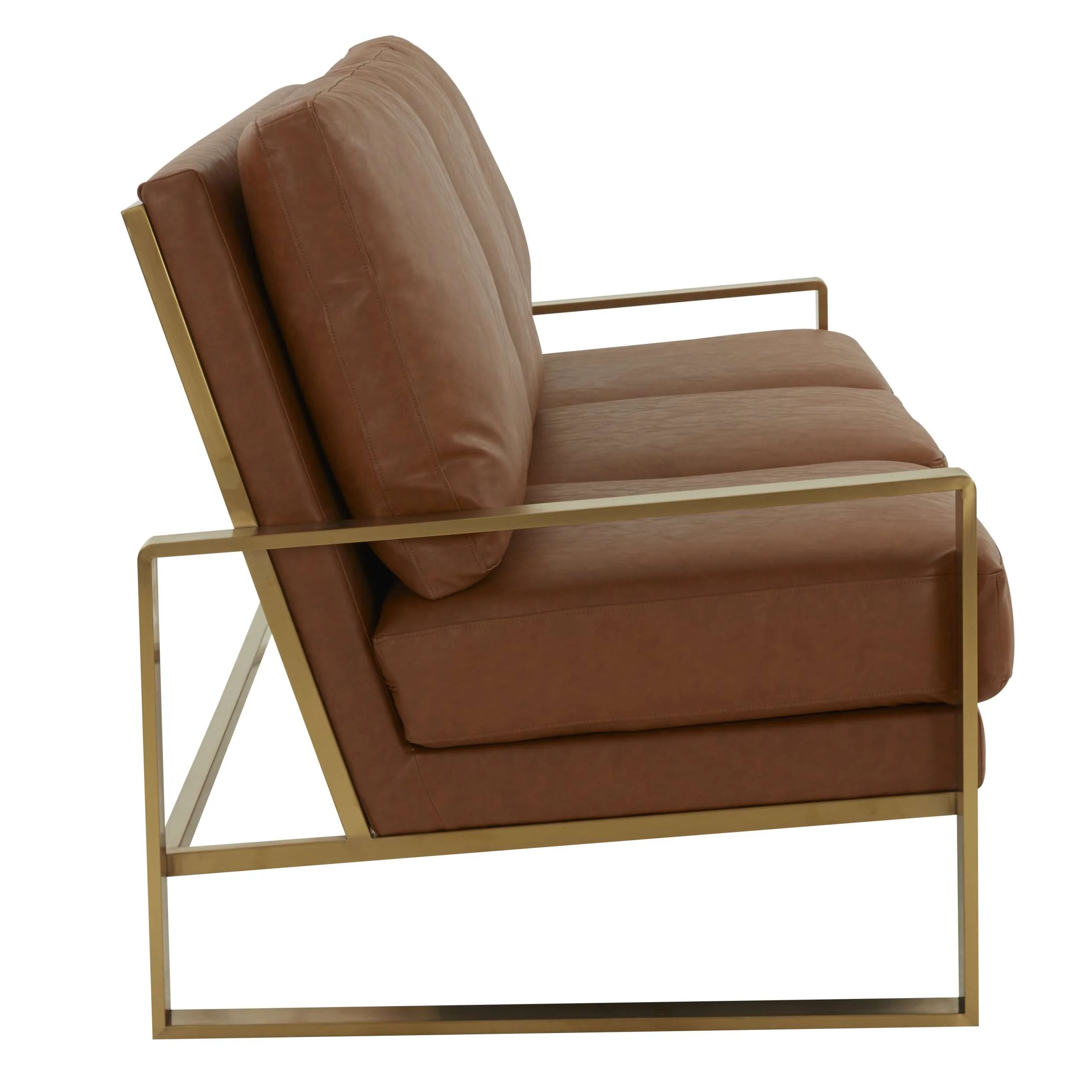 LeisureMod Jefferson Modern Design Leather Sofa With Gold Frame - Image 12