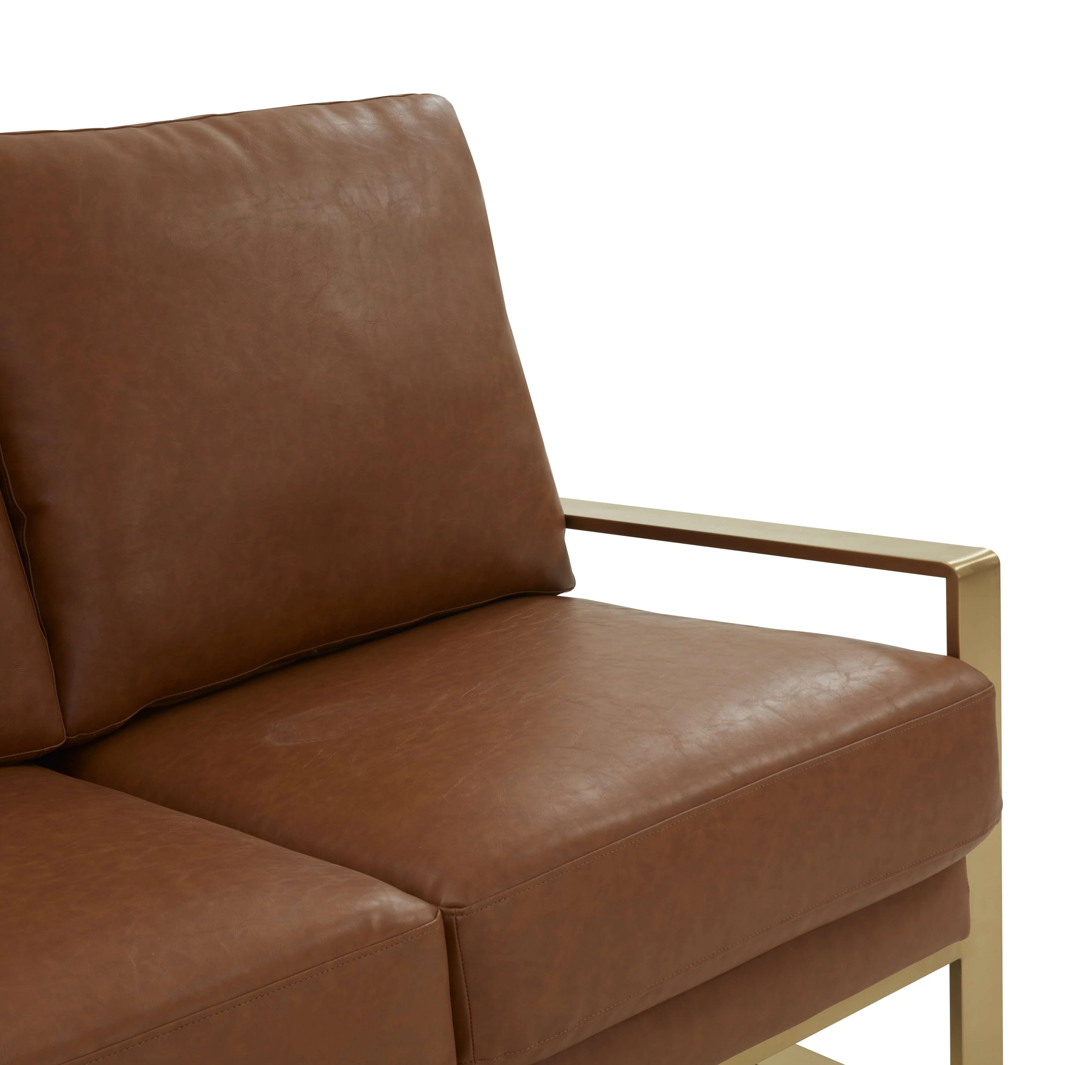 LeisureMod Jefferson Modern Design Leather Sofa With Gold Frame - Image 14