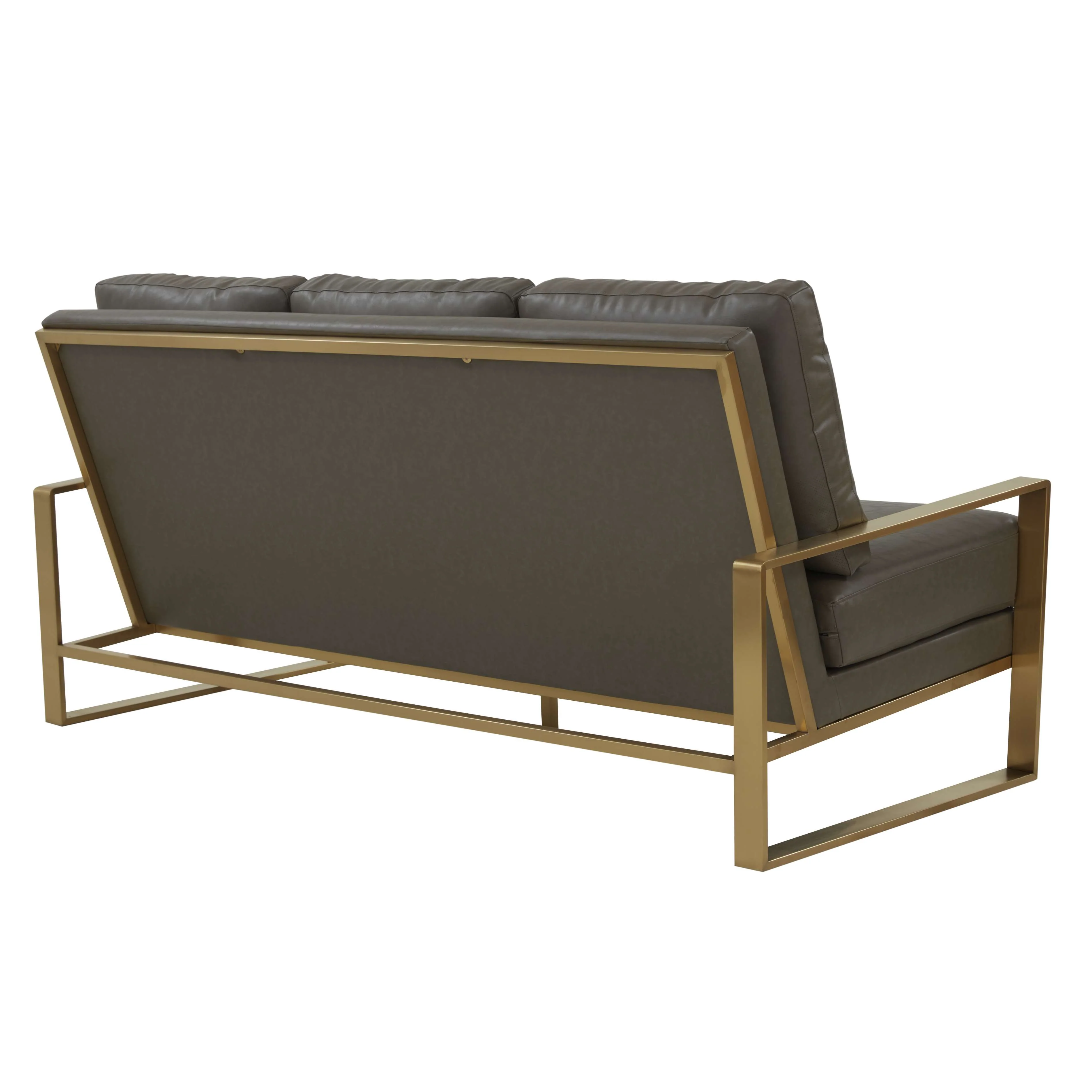 LeisureMod Jefferson Modern Design Leather Sofa With Gold Frame - Image 18