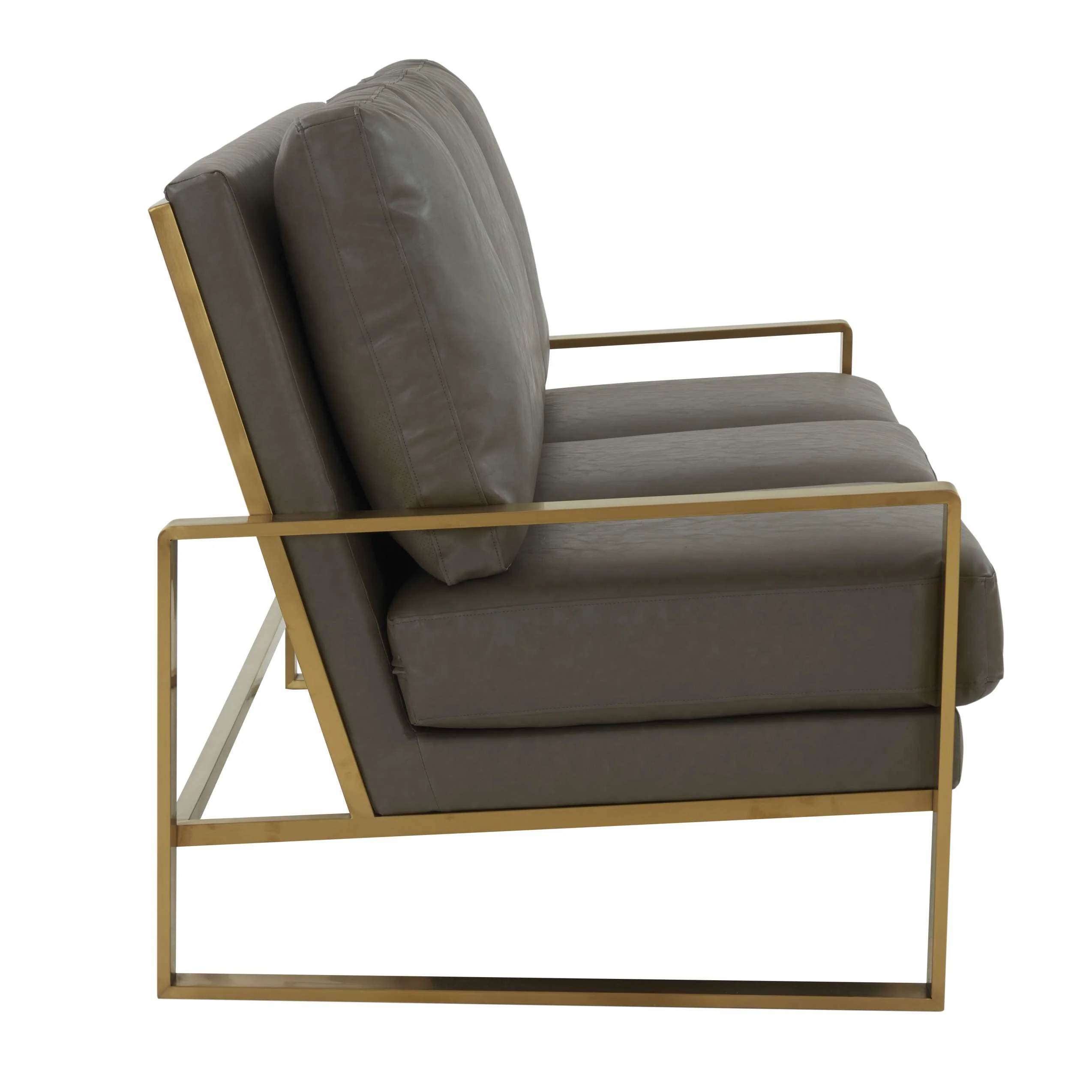 LeisureMod Jefferson Modern Design Leather Sofa With Gold Frame - Image 19