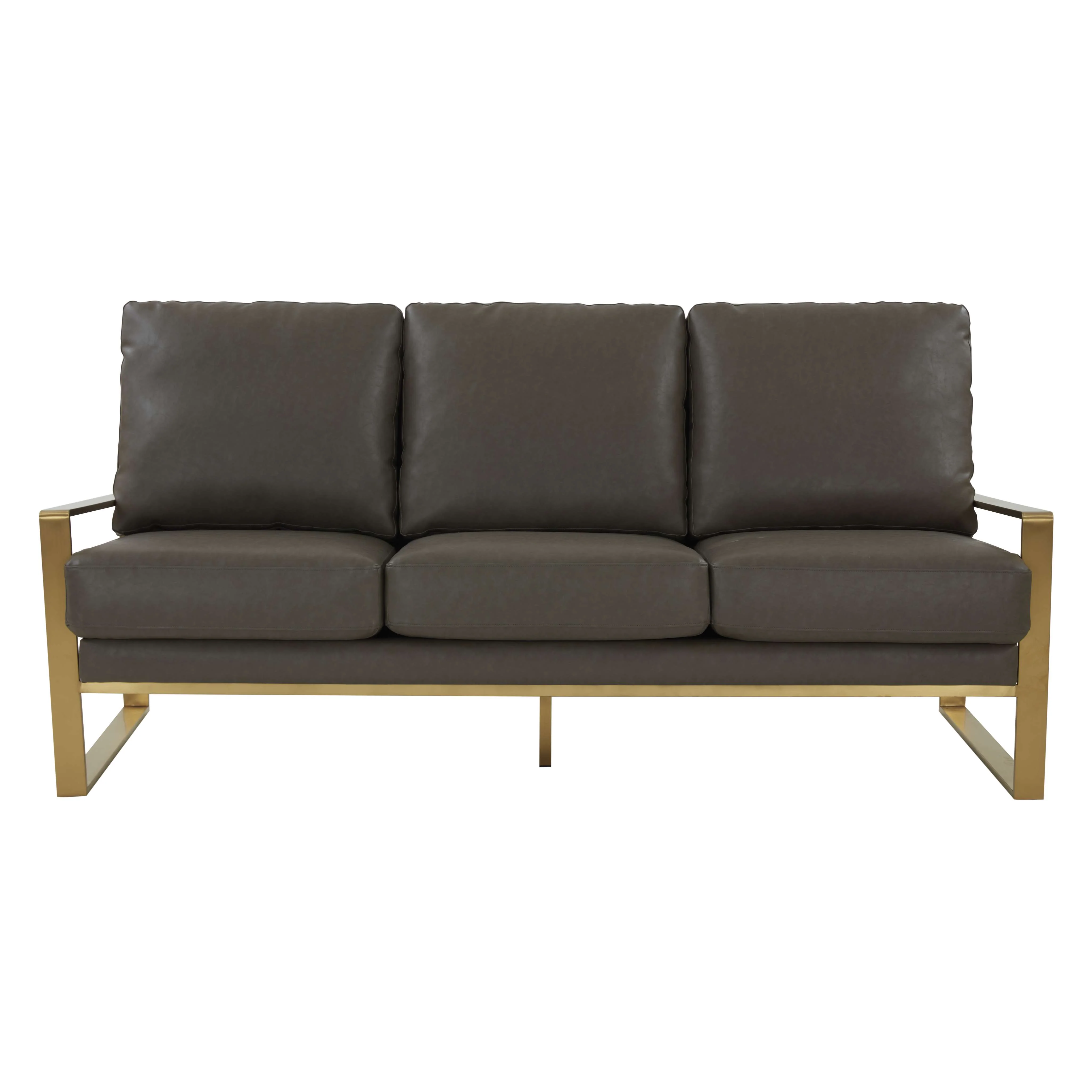 LeisureMod Jefferson Modern Design Leather Sofa With Gold Frame - Image 20