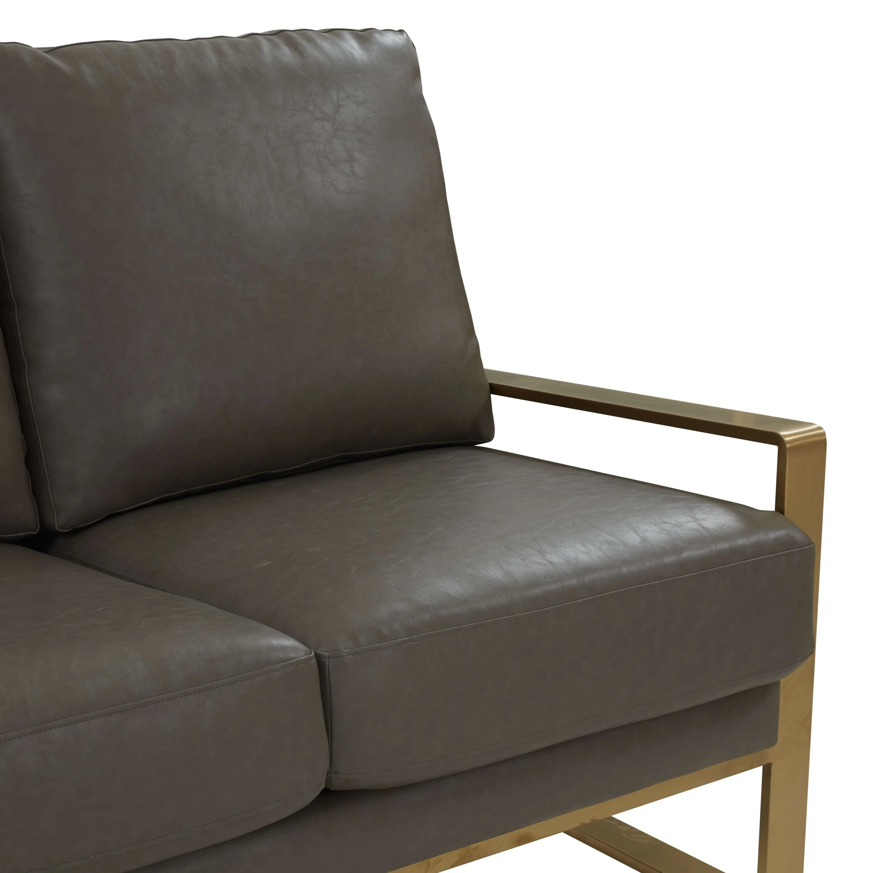 LeisureMod Jefferson Modern Design Leather Sofa With Gold Frame - Image 21
