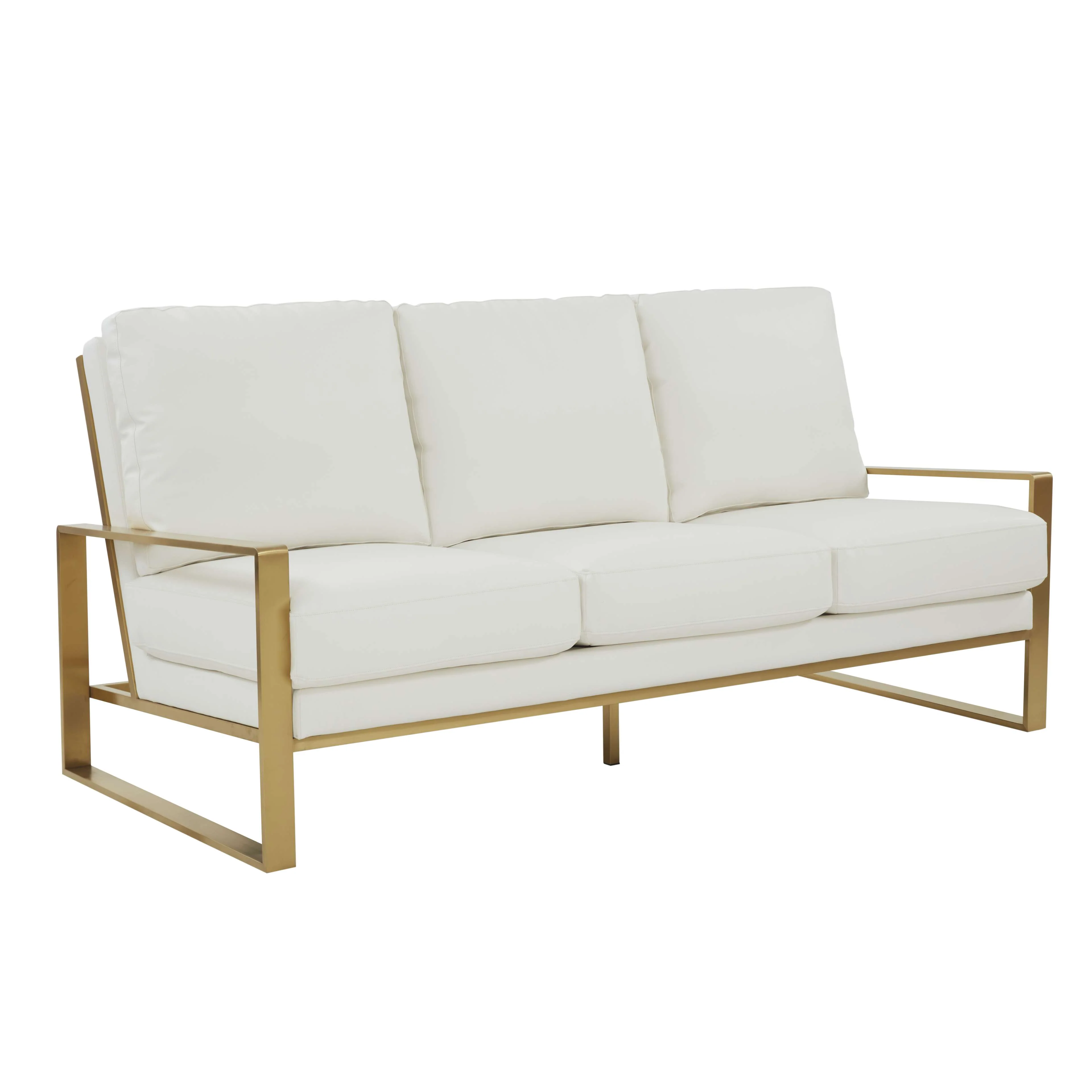 LeisureMod Jefferson Modern Design Leather Sofa With Gold Frame - Image 23
