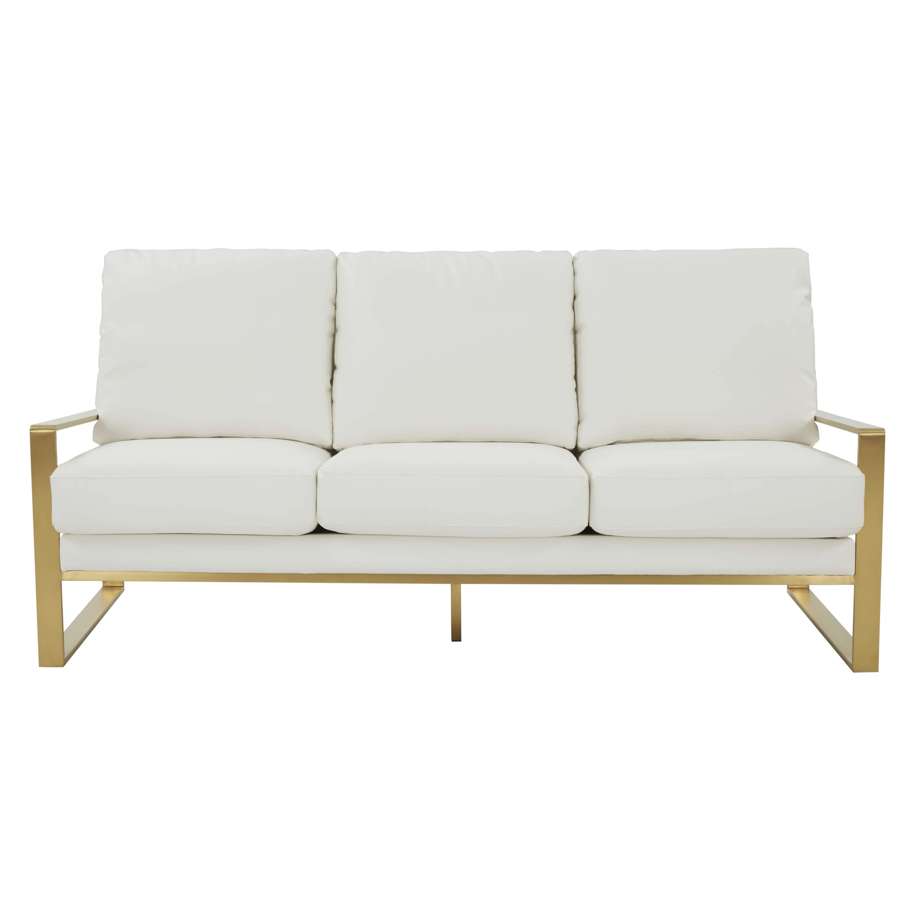 LeisureMod Jefferson Modern Design Leather Sofa With Gold Frame - Image 24