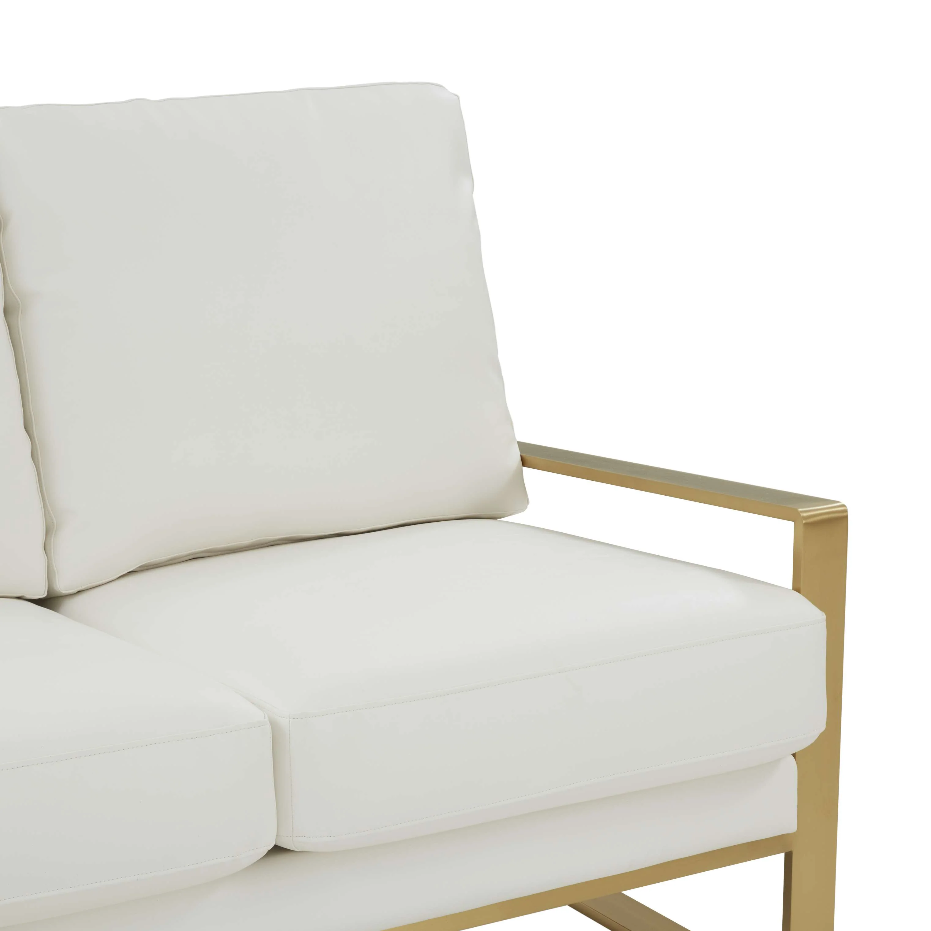 LeisureMod Jefferson Modern Design Leather Sofa With Gold Frame - Image 28