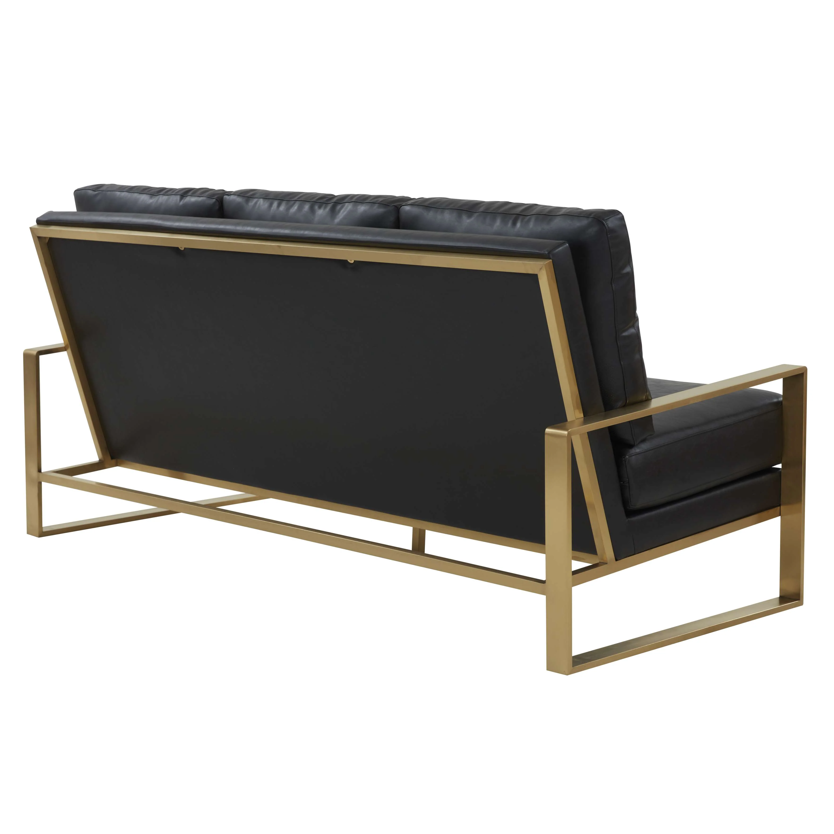 LeisureMod Jefferson Modern Design Leather Sofa With Gold Frame - Image 4