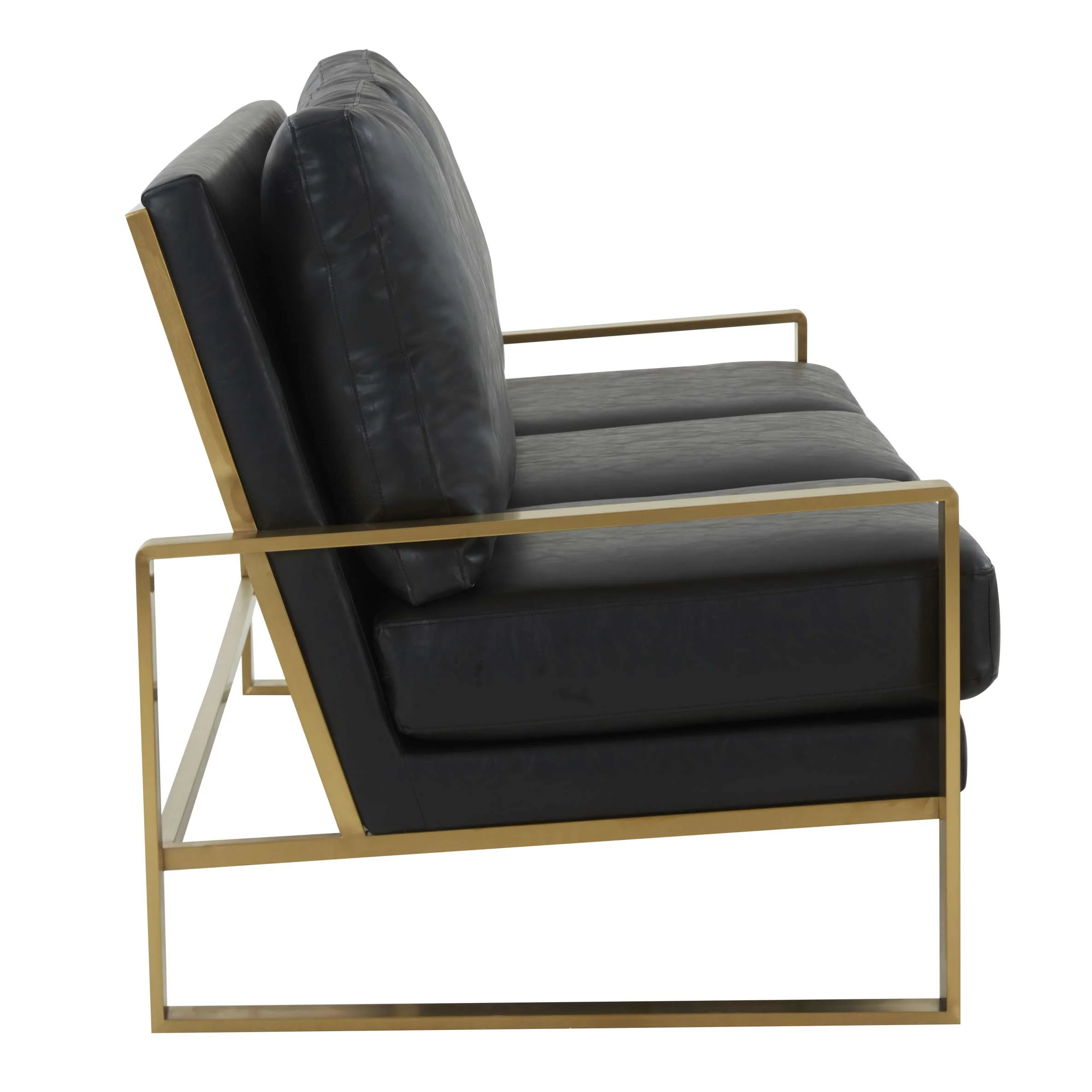 LeisureMod Jefferson Modern Design Leather Sofa With Gold Frame - Image 5