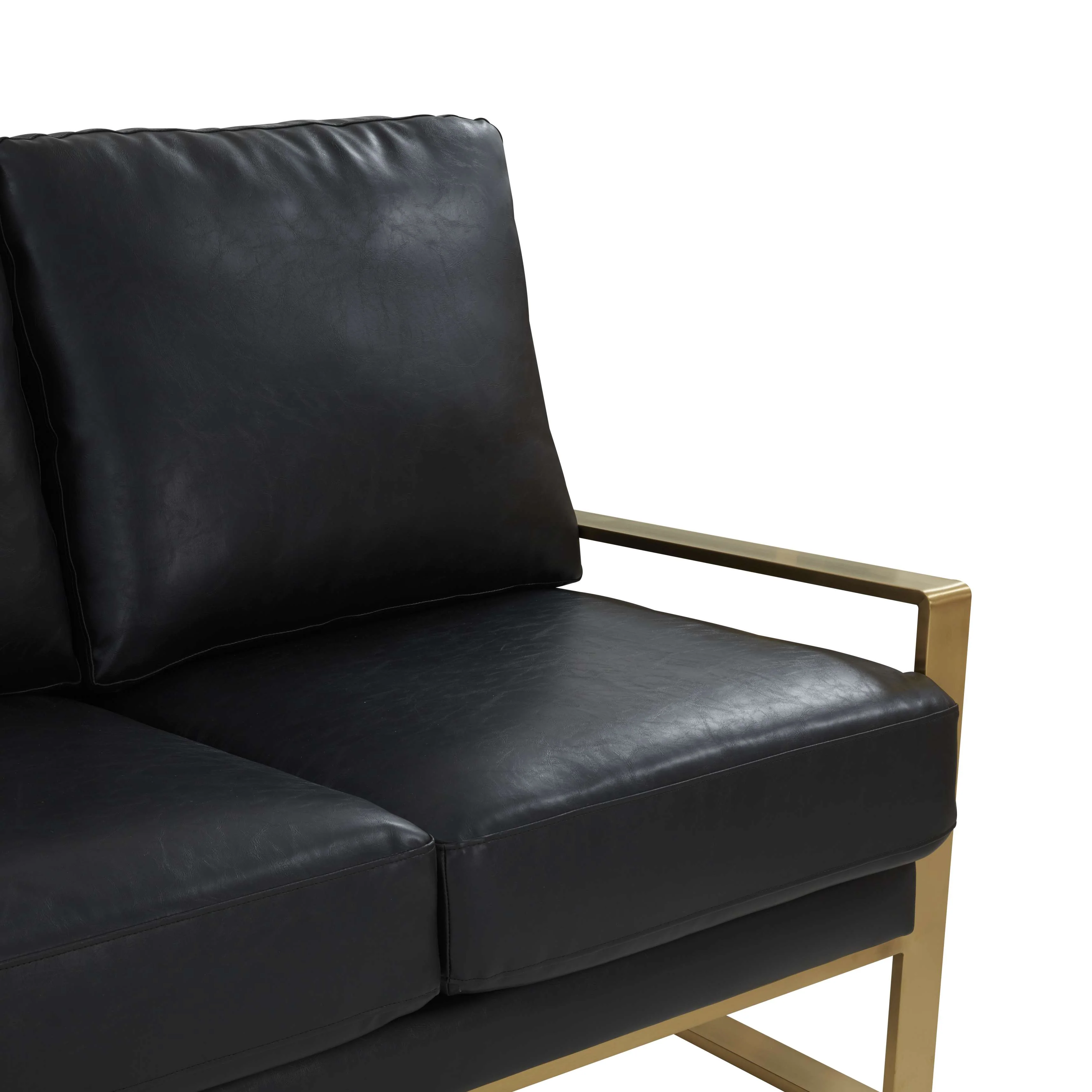 LeisureMod Jefferson Modern Design Leather Sofa With Gold Frame - Image 7