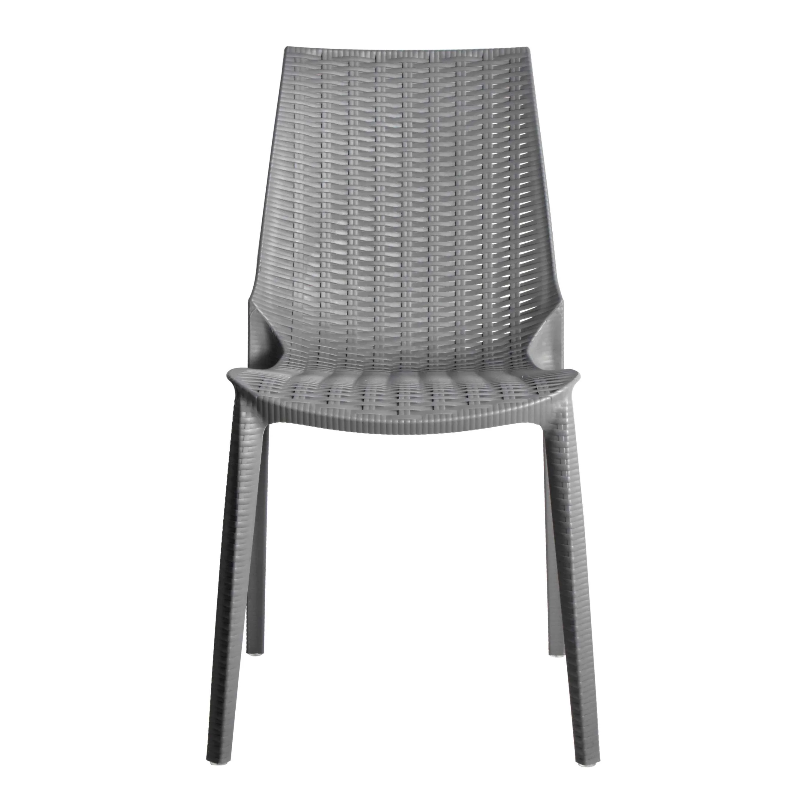 LeisureMod Kent 5-Piece Outdoor Dining Set with Plastic Square Table and 4 Stackable Chairs with Weave Design - Image 28