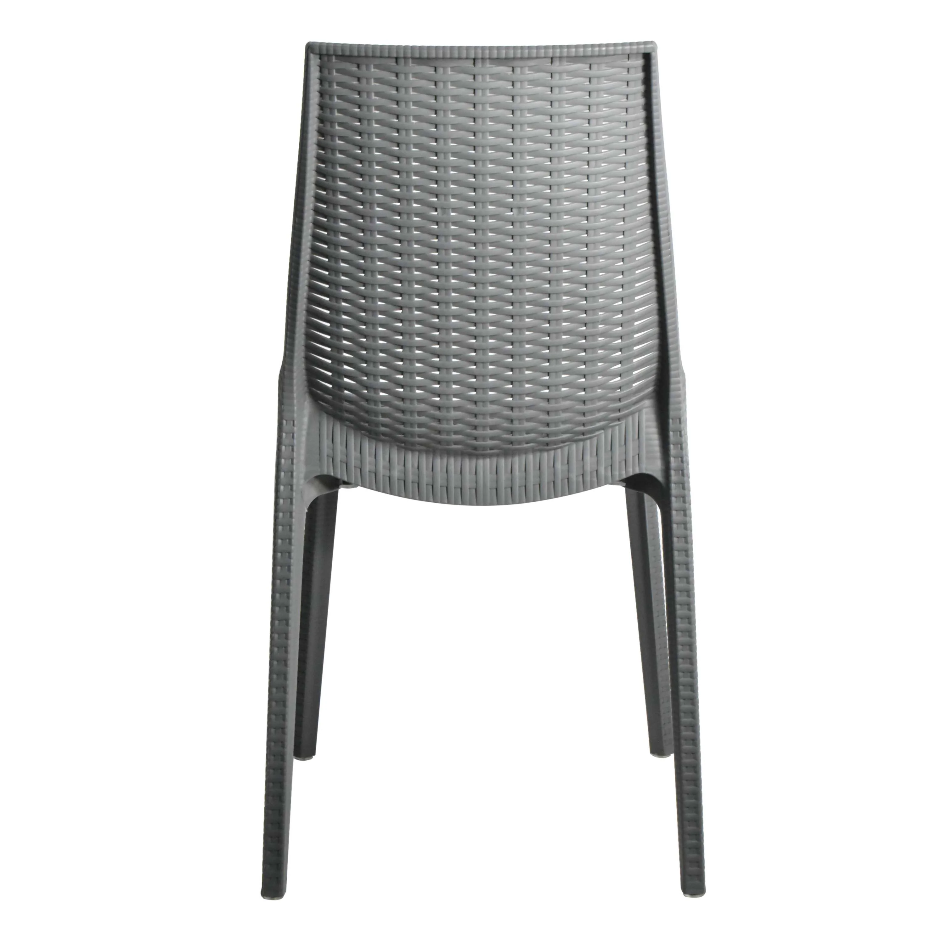 LeisureMod Kent 5-Piece Outdoor Dining Set with Plastic Square Table and 4 Stackable Chairs with Weave Design - Image 30