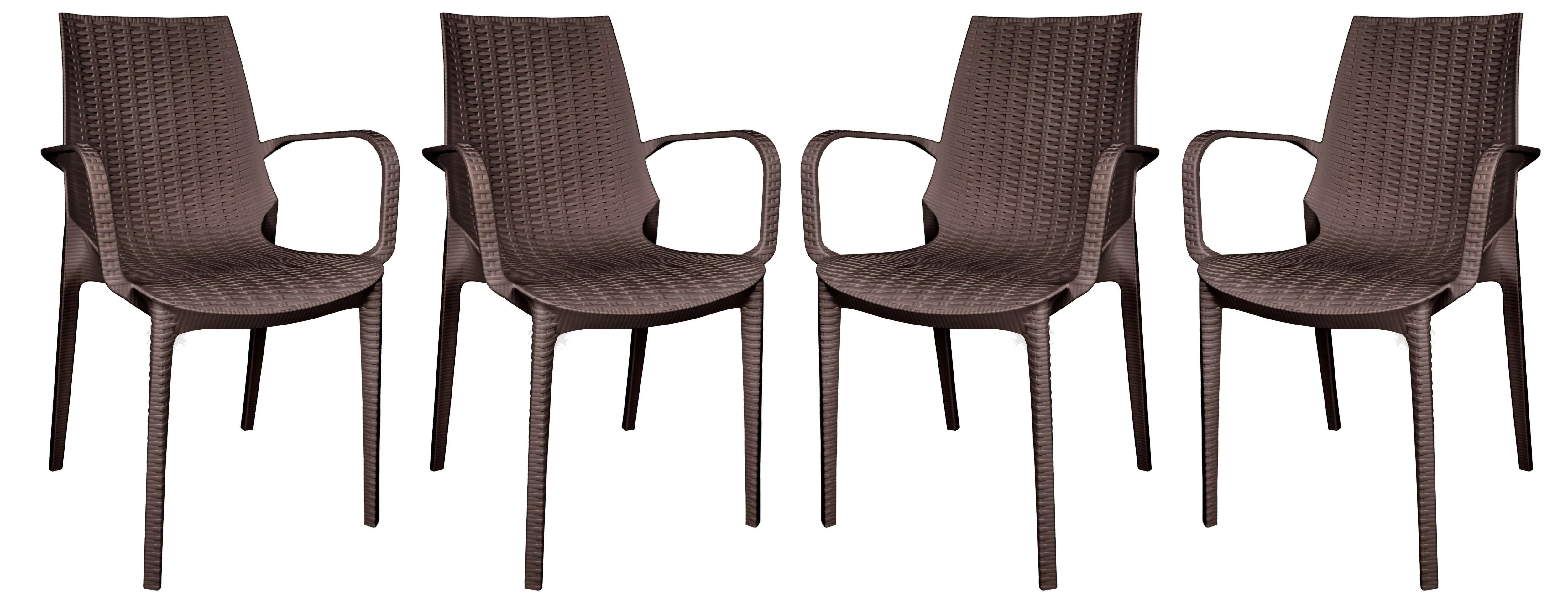 LeisureMod Kent Outdoor Patio Plastic Dining Arm Chair, Set of 4 - KCA21BR4 - Image 2