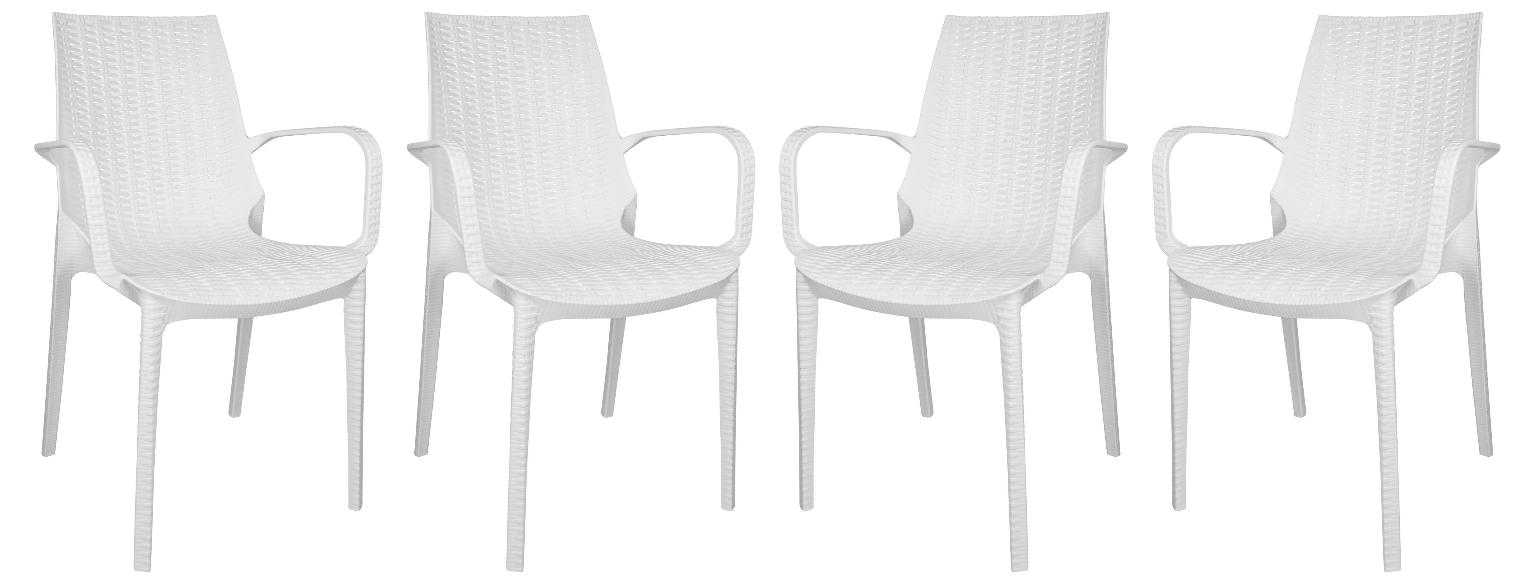 LeisureMod Kent Outdoor Patio Plastic Dining Arm Chair, Set of 4 - KCA21W4 - Image 2