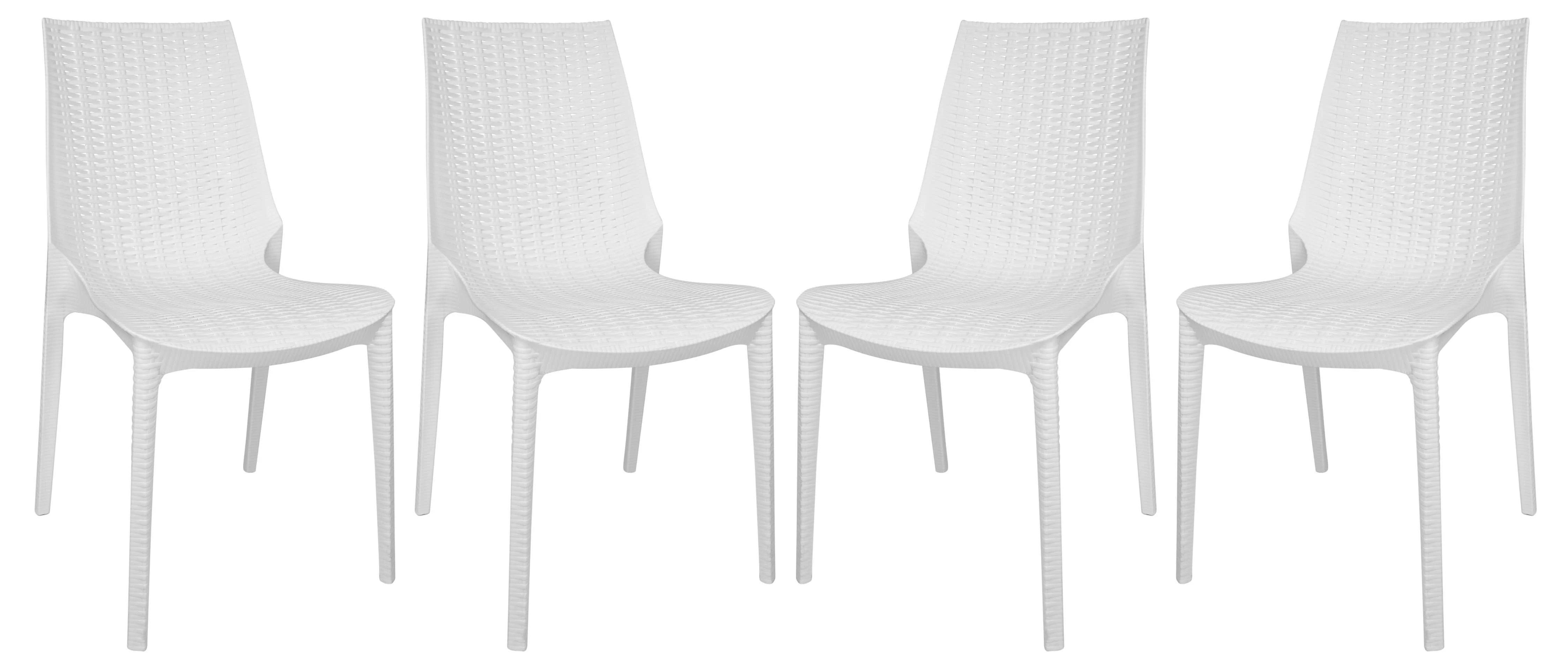 LeisureMod Kent Outdoor Patio Plastic Dining Chair, Set of 4 - KC19W4 - Image 2