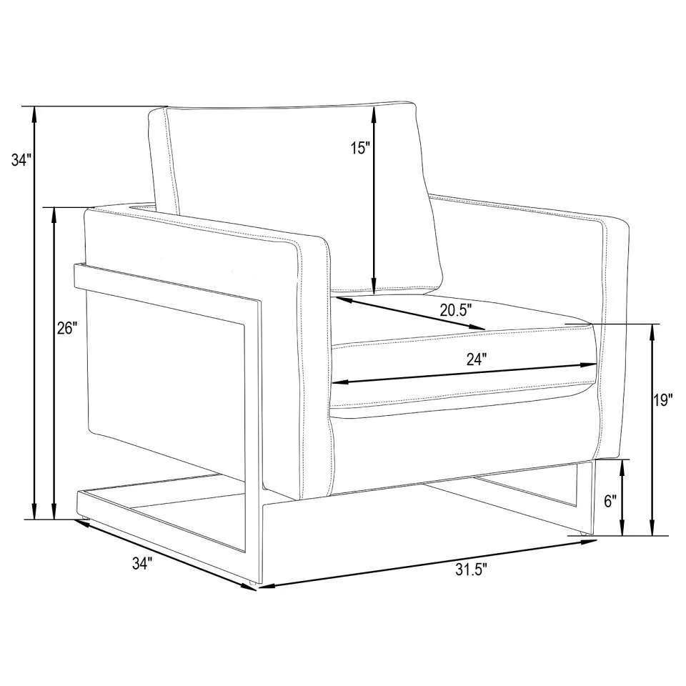 LeisureMod Lincoln Leather Accent Armchair With Gold Frame - Image 7