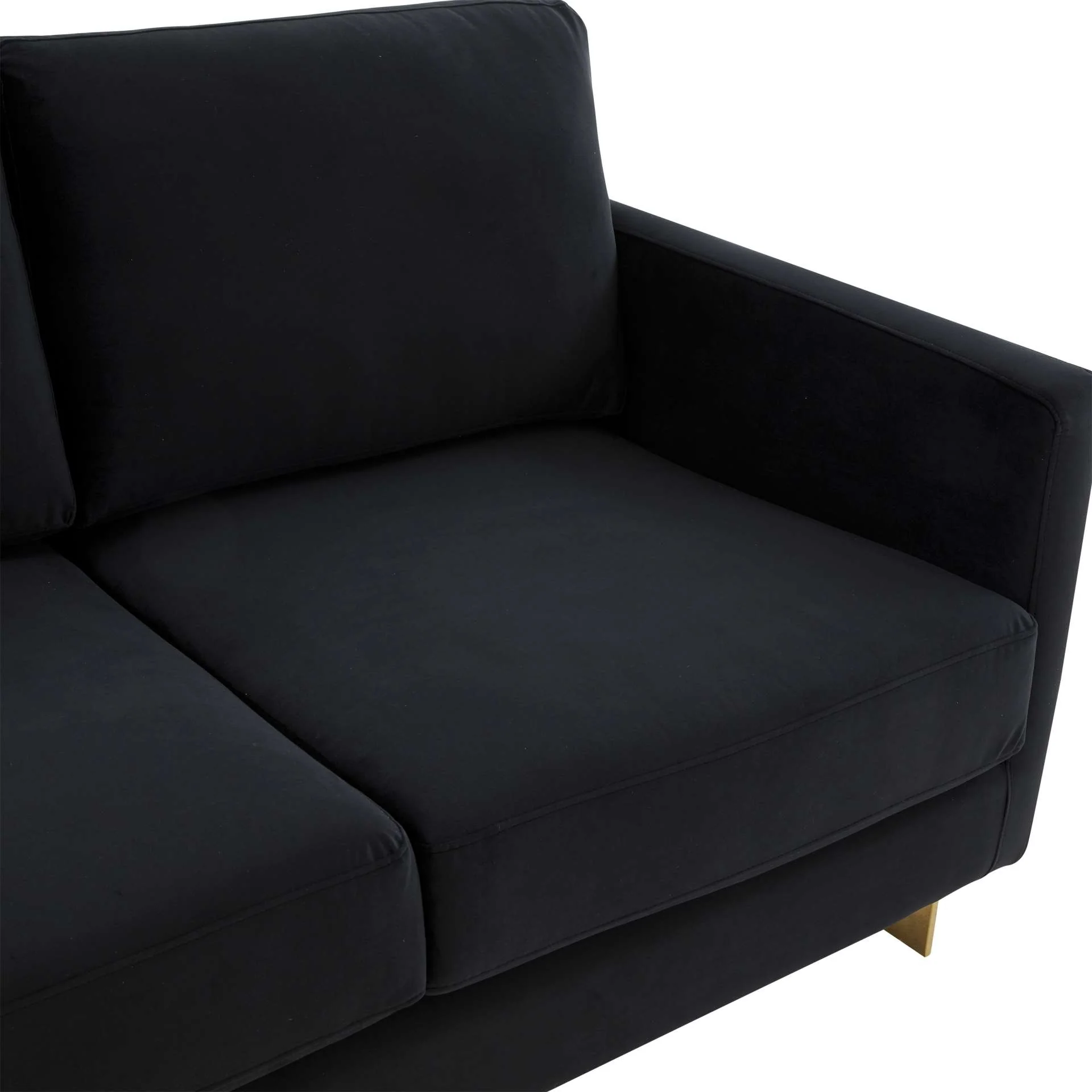 LeisureMod Lincoln Modern Mid-Century Upholstered Velvet Loveseat with Gold Frame - Image 10