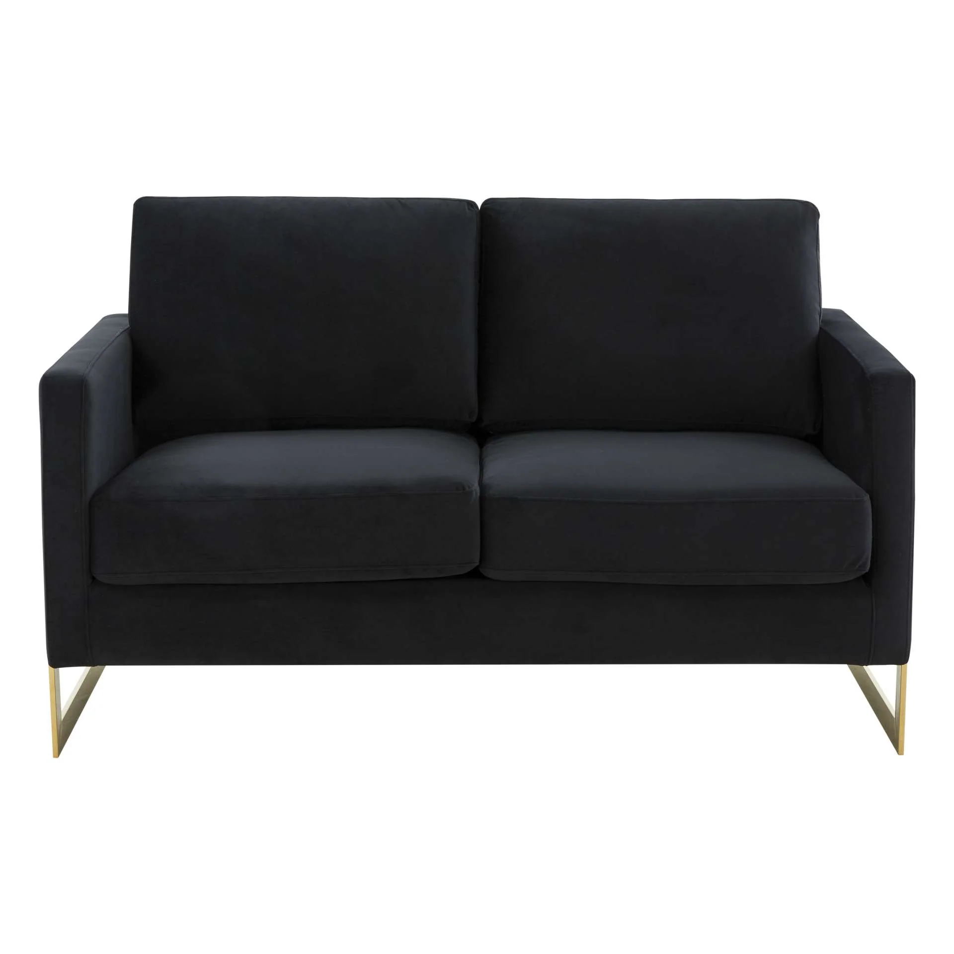 LeisureMod Lincoln Modern Mid-Century Upholstered Velvet Loveseat with Gold Frame - Image 13